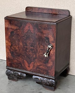 Pair of Art Deco Side Cabinets or Nightstands with Ebonized Base
