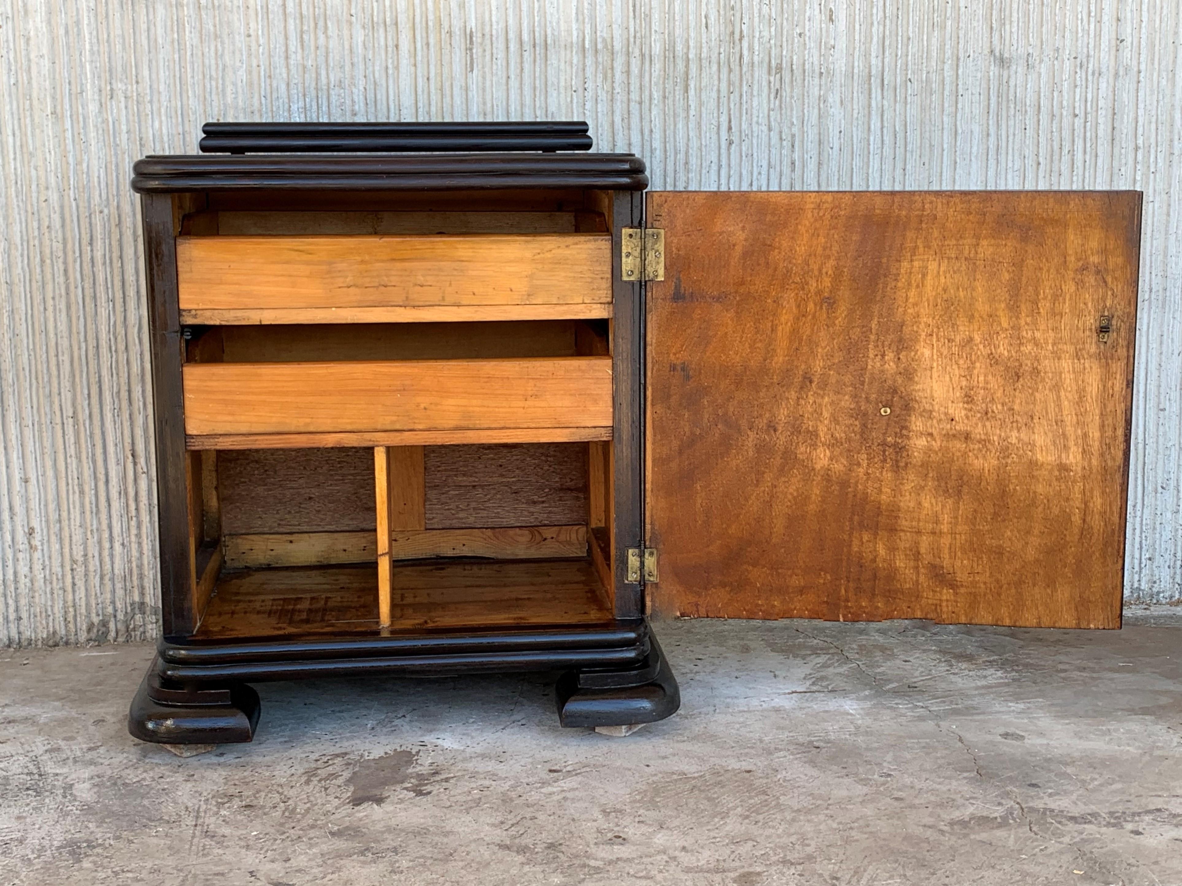 Pair of Art Deco Side Cabinets or Nightstands with Ebonized Base 2