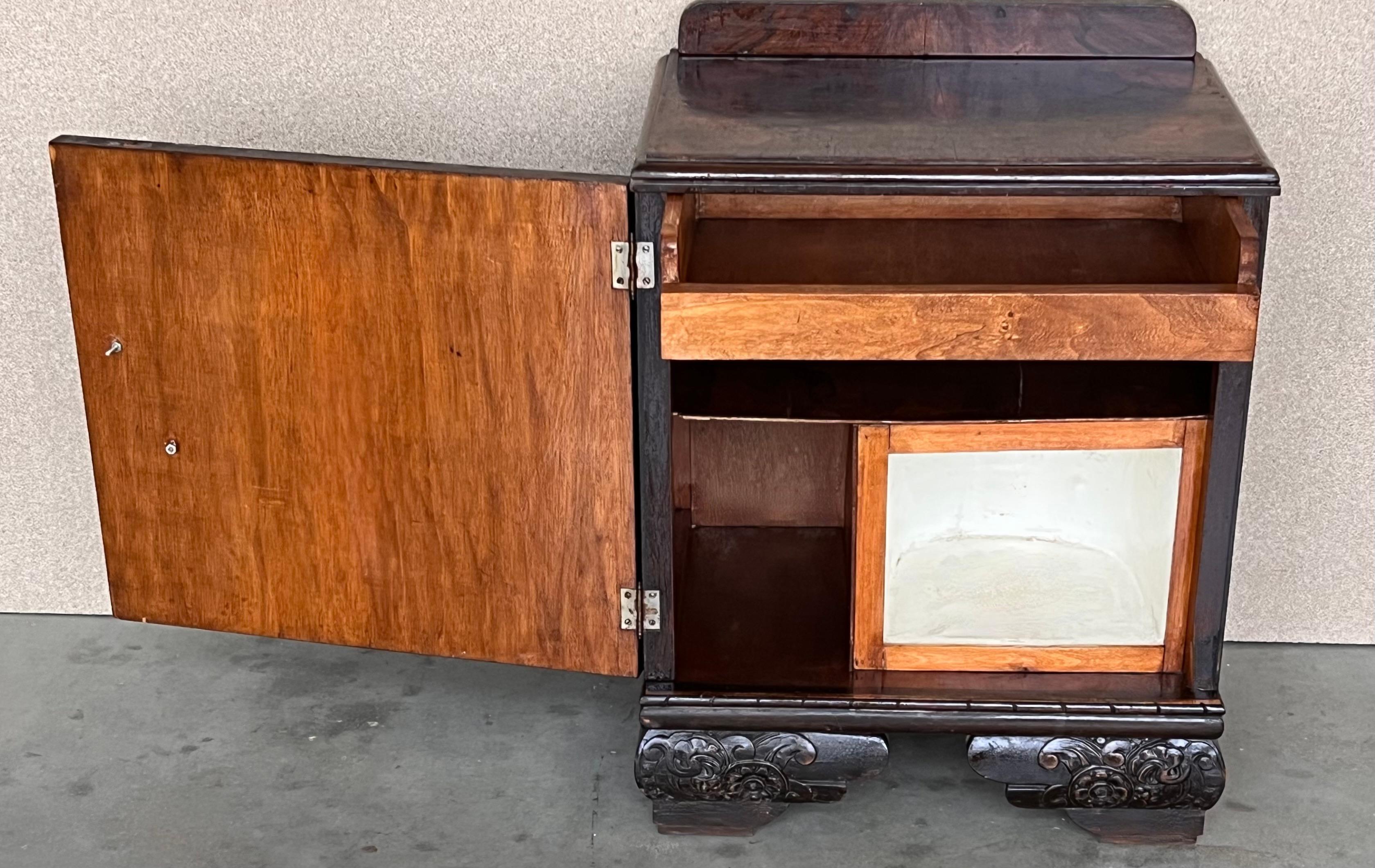 Pair of Art Deco Side Cabinets or Nightstands with Ebonized Base For Sale 3