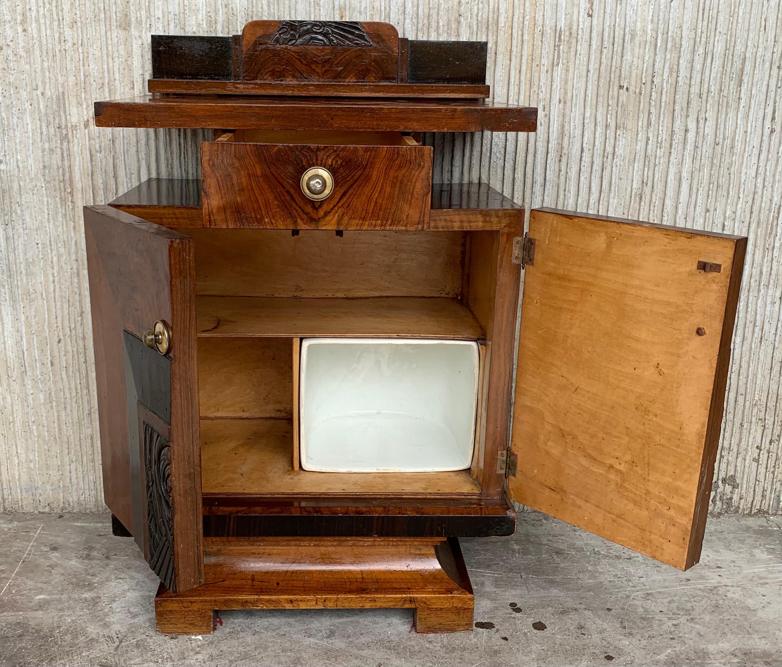 Pair of Art Deco Side Cabinets or Nightstands with Ebonized Details 1