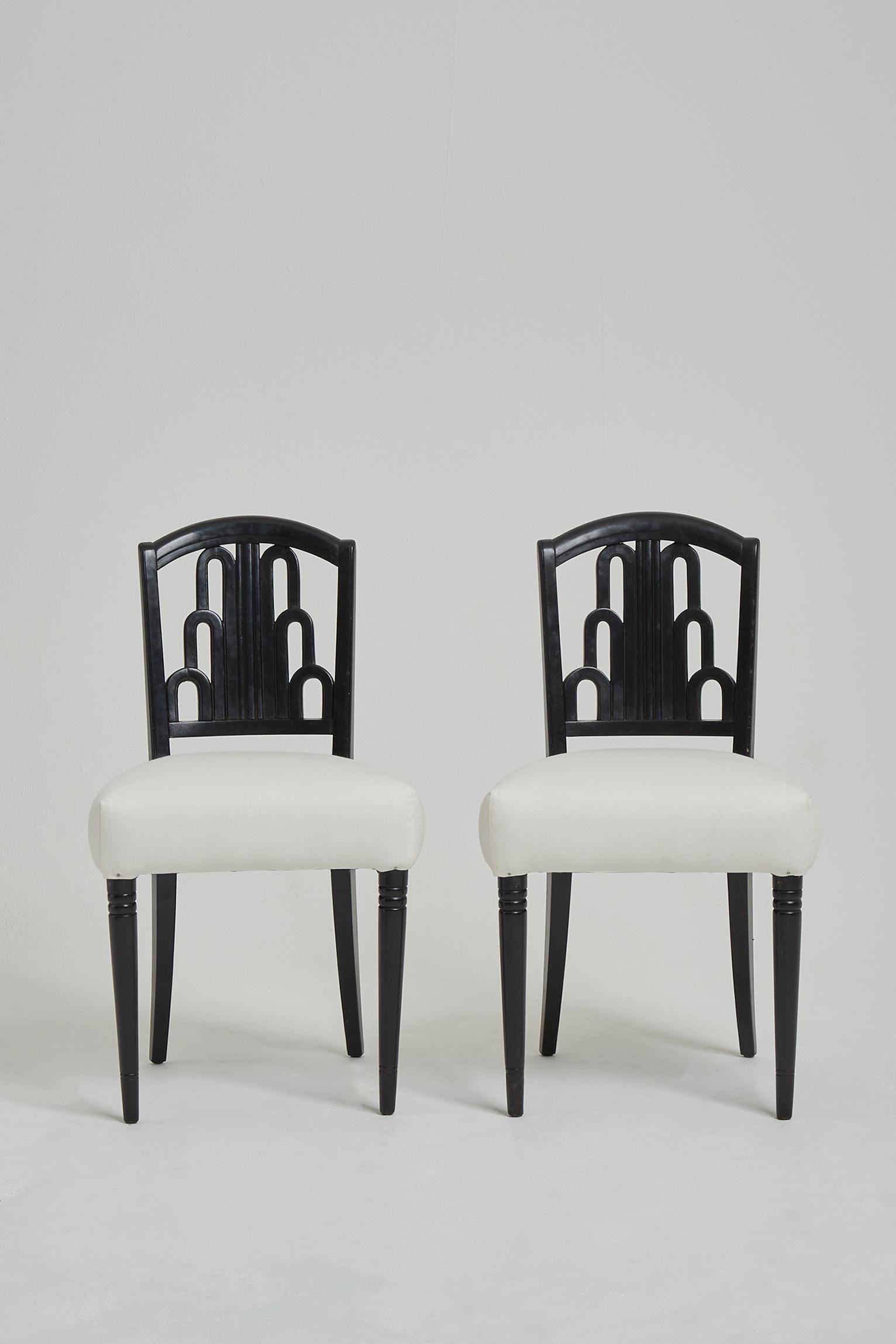 French Pair of Art Deco Side Chairs