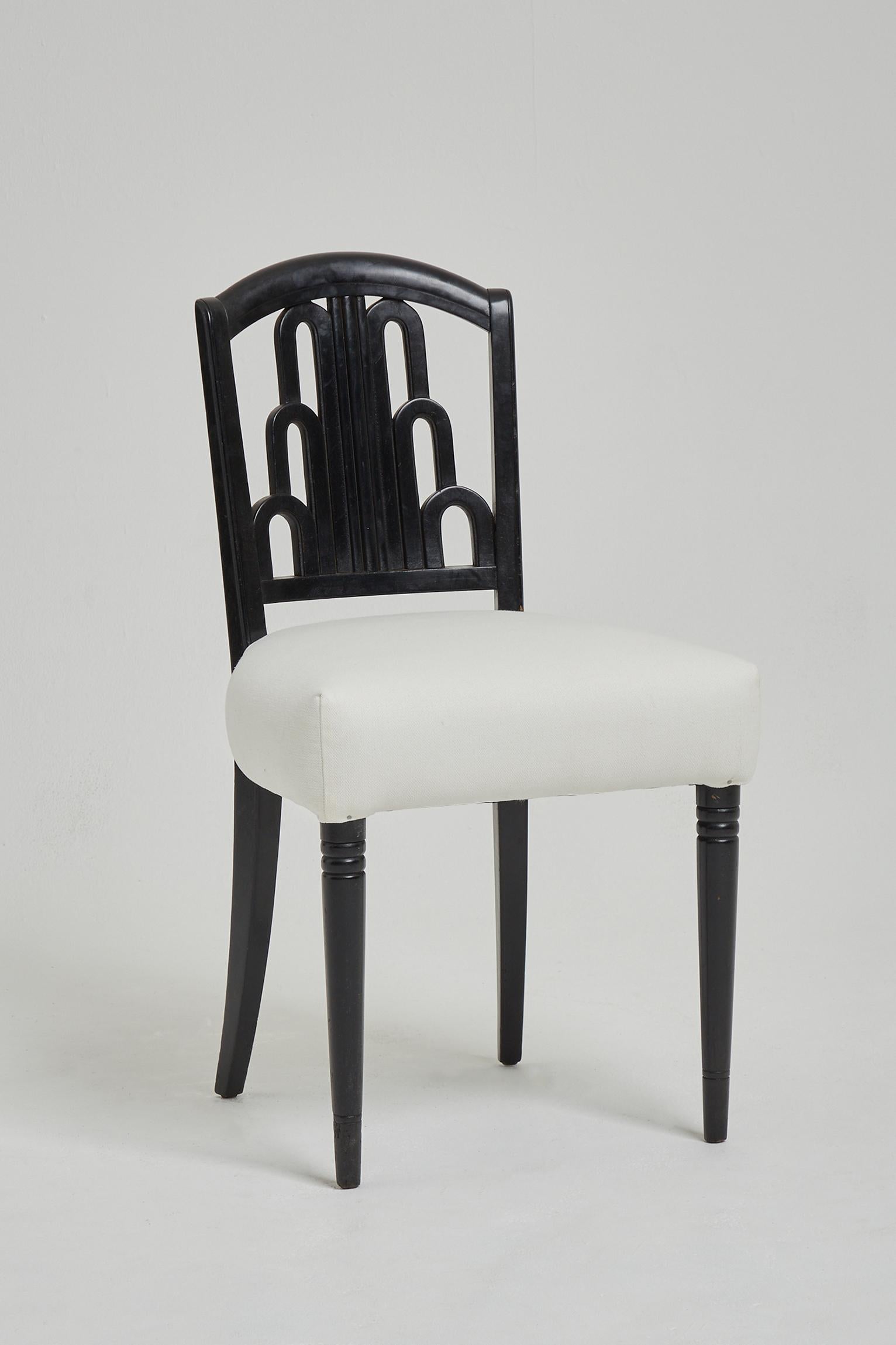 Ebonized Pair of Art Deco Side Chairs