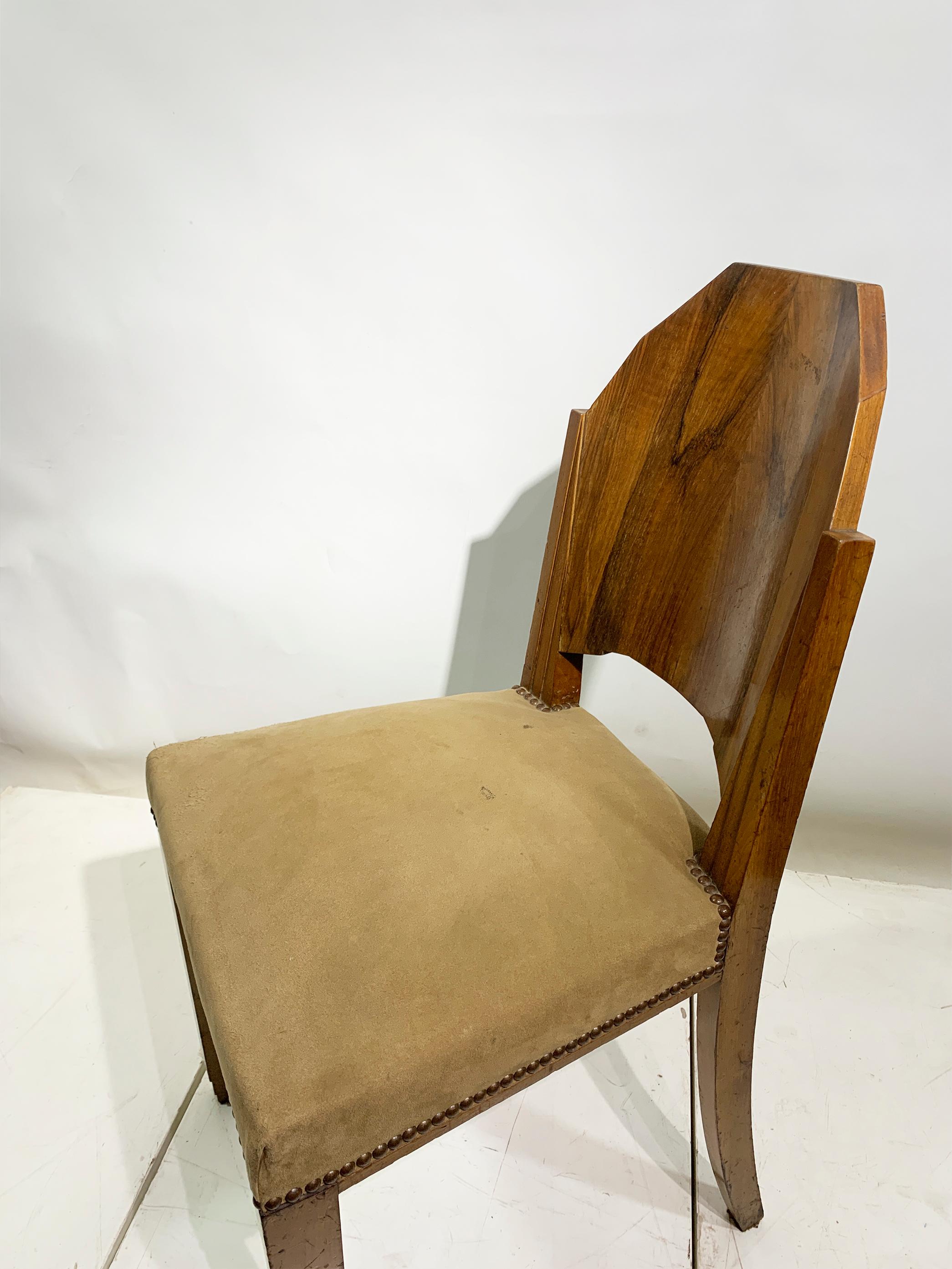 Paire de chaises d'appoint Art déco à dossier géométrique, France, vers 1930 en vente 4