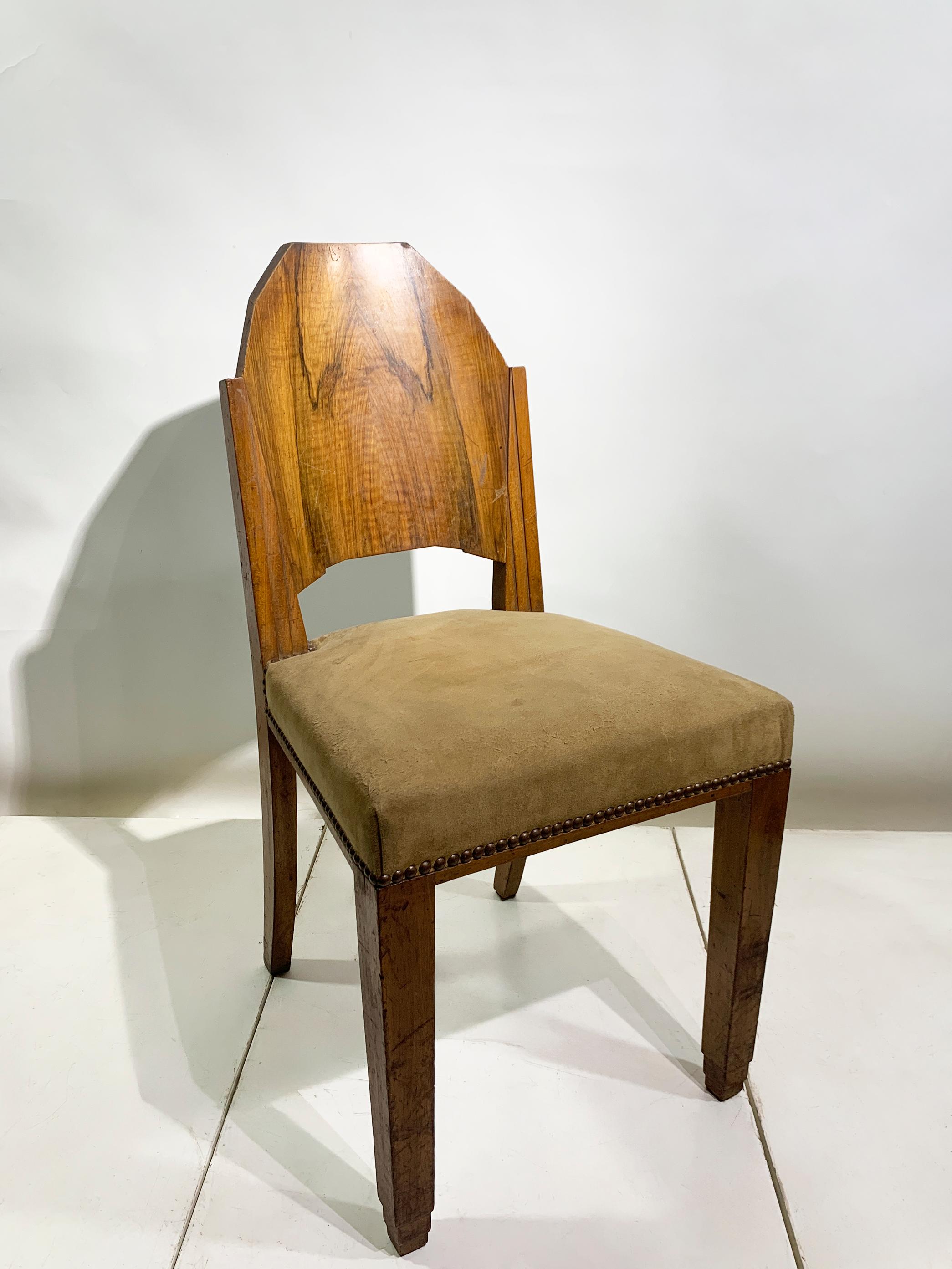Paire de chaises d'appoint Art déco à dossier géométrique, France, vers 1930 en vente 5