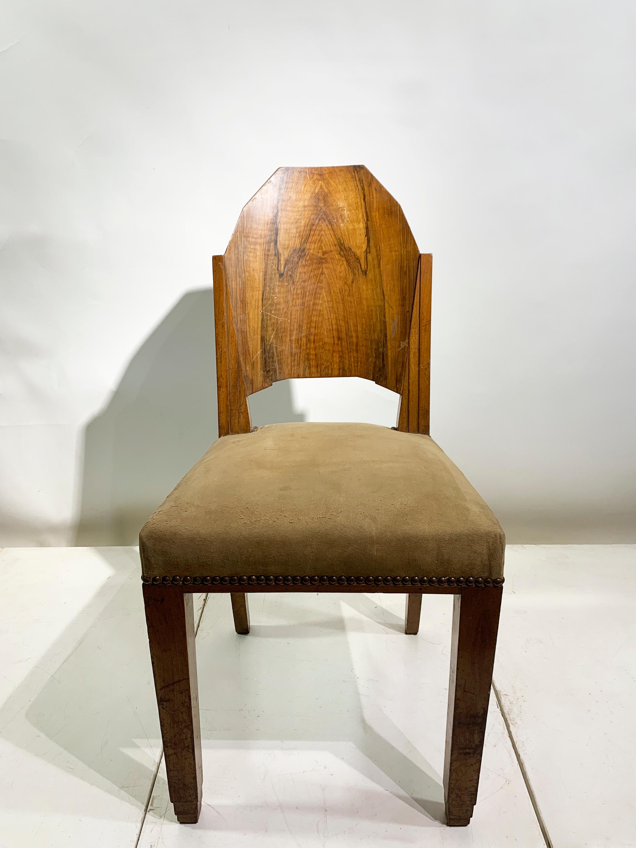 Paire de chaises d'appoint Art déco à dossier géométrique, France, vers 1930 en vente 6