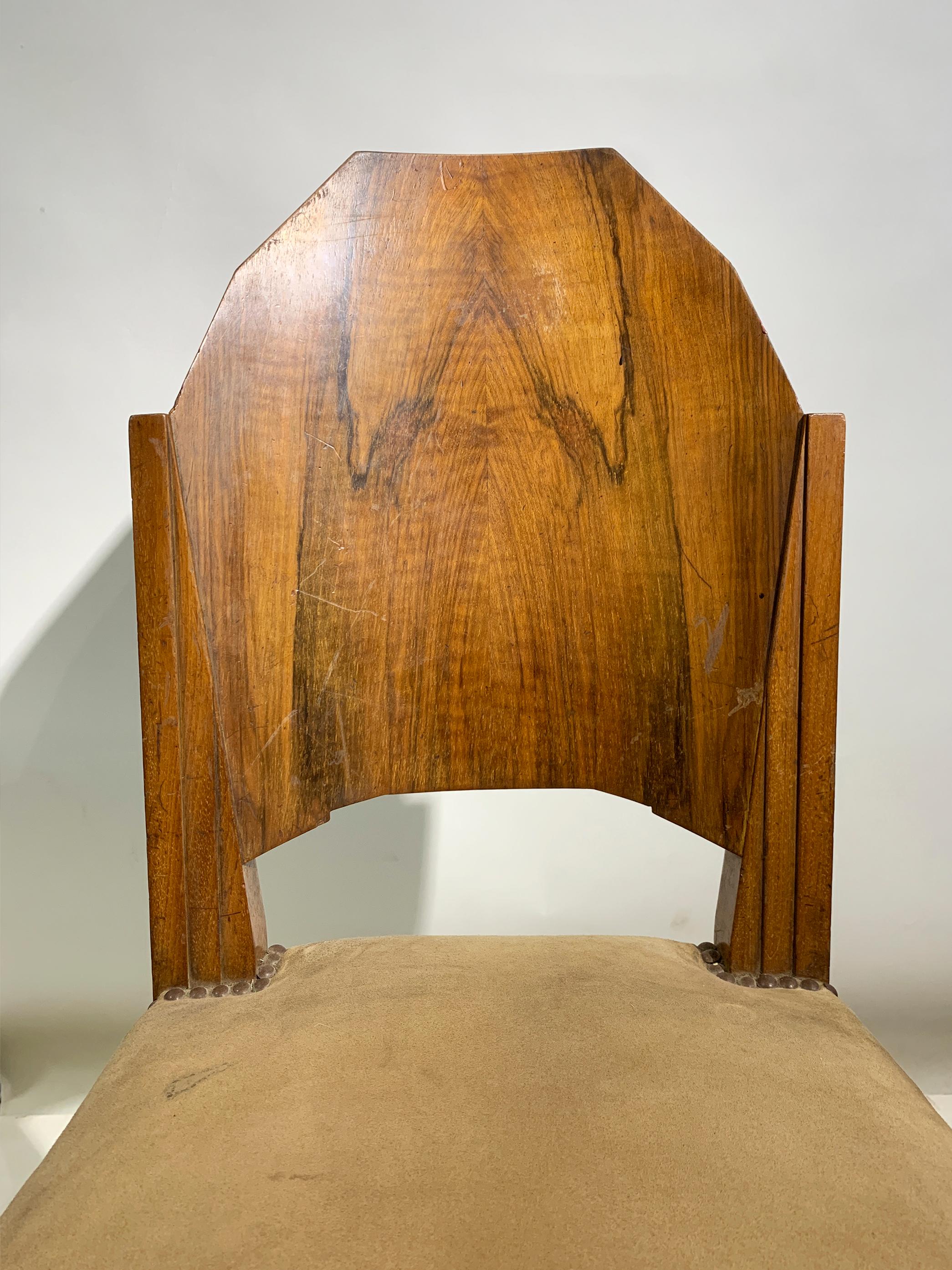 Paire de chaises d'appoint Art déco à dossier géométrique, France, vers 1930 en vente 7