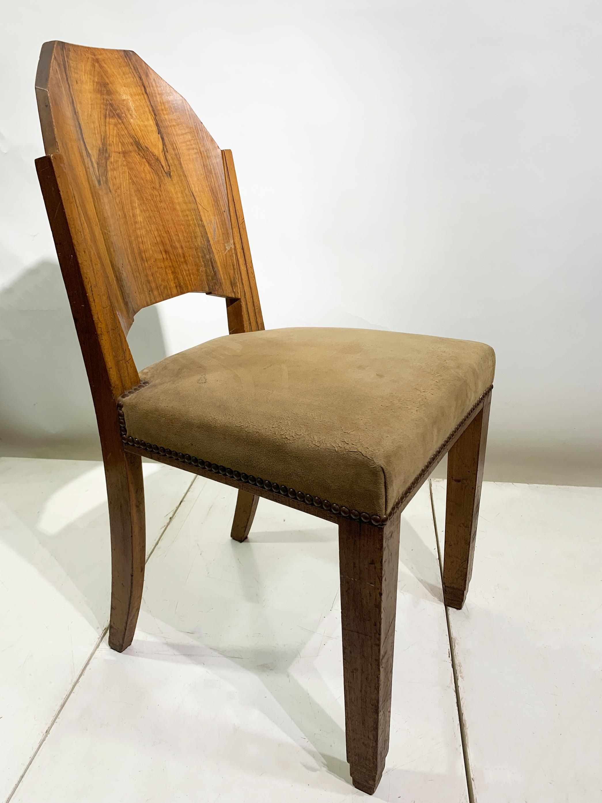 Paire de chaises d'appoint Art déco à dossier géométrique, France, vers 1930 en vente 11