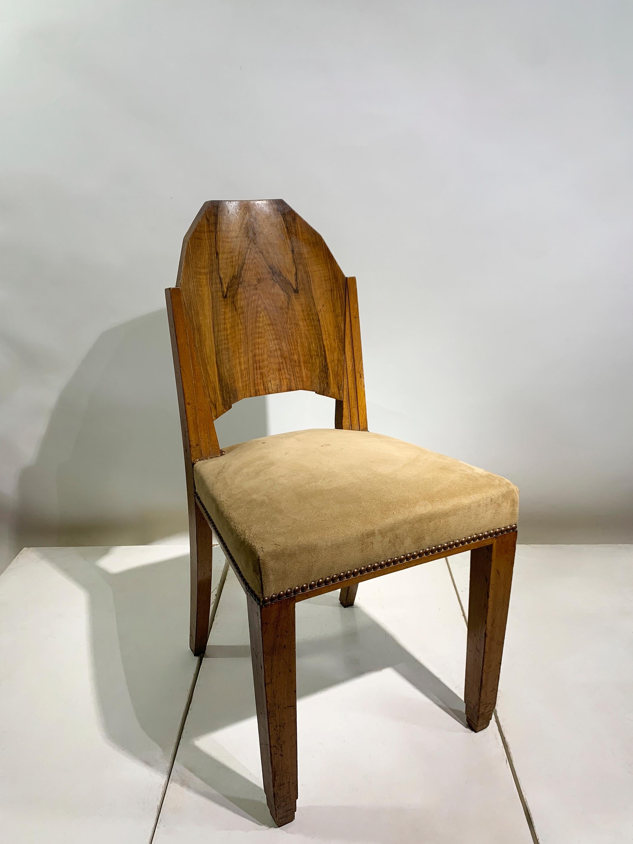 Français Paire de chaises d'appoint Art déco à dossier géométrique, France, vers 1930 en vente