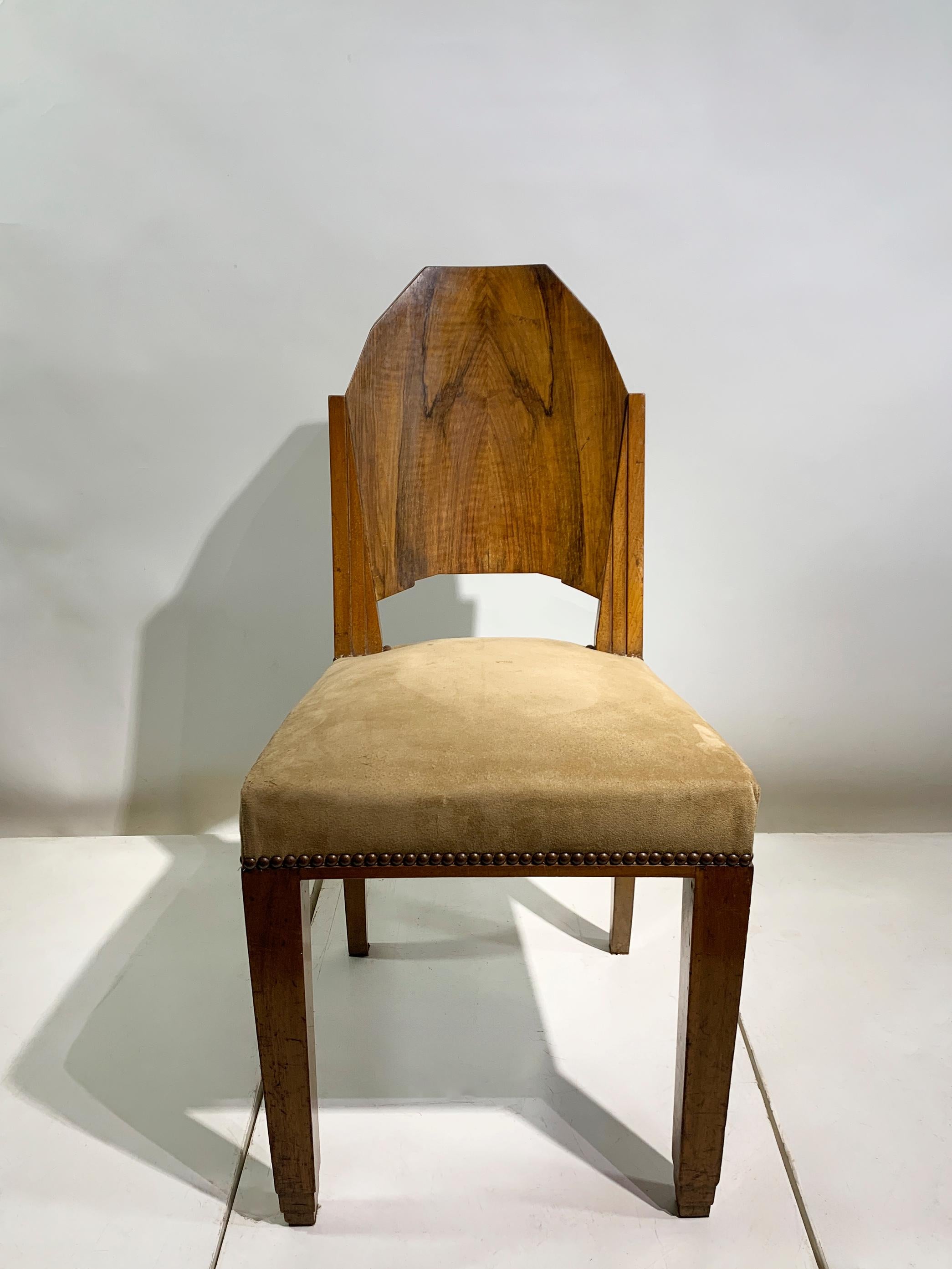 Paire de chaises d'appoint Art déco à dossier géométrique, France, vers 1930 Bon état - En vente à Beirut, LB
