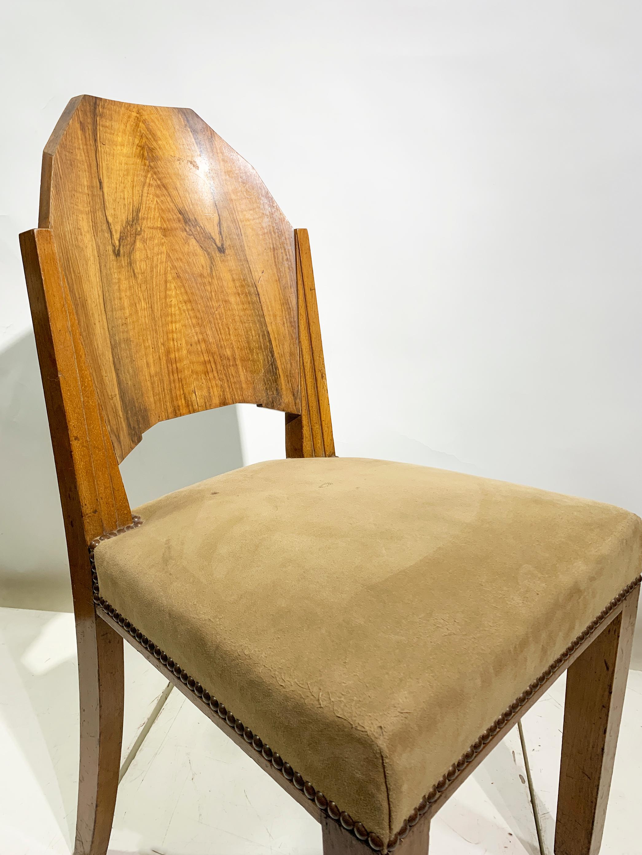 Paire de chaises d'appoint Art déco à dossier géométrique, France, vers 1930 en vente 2