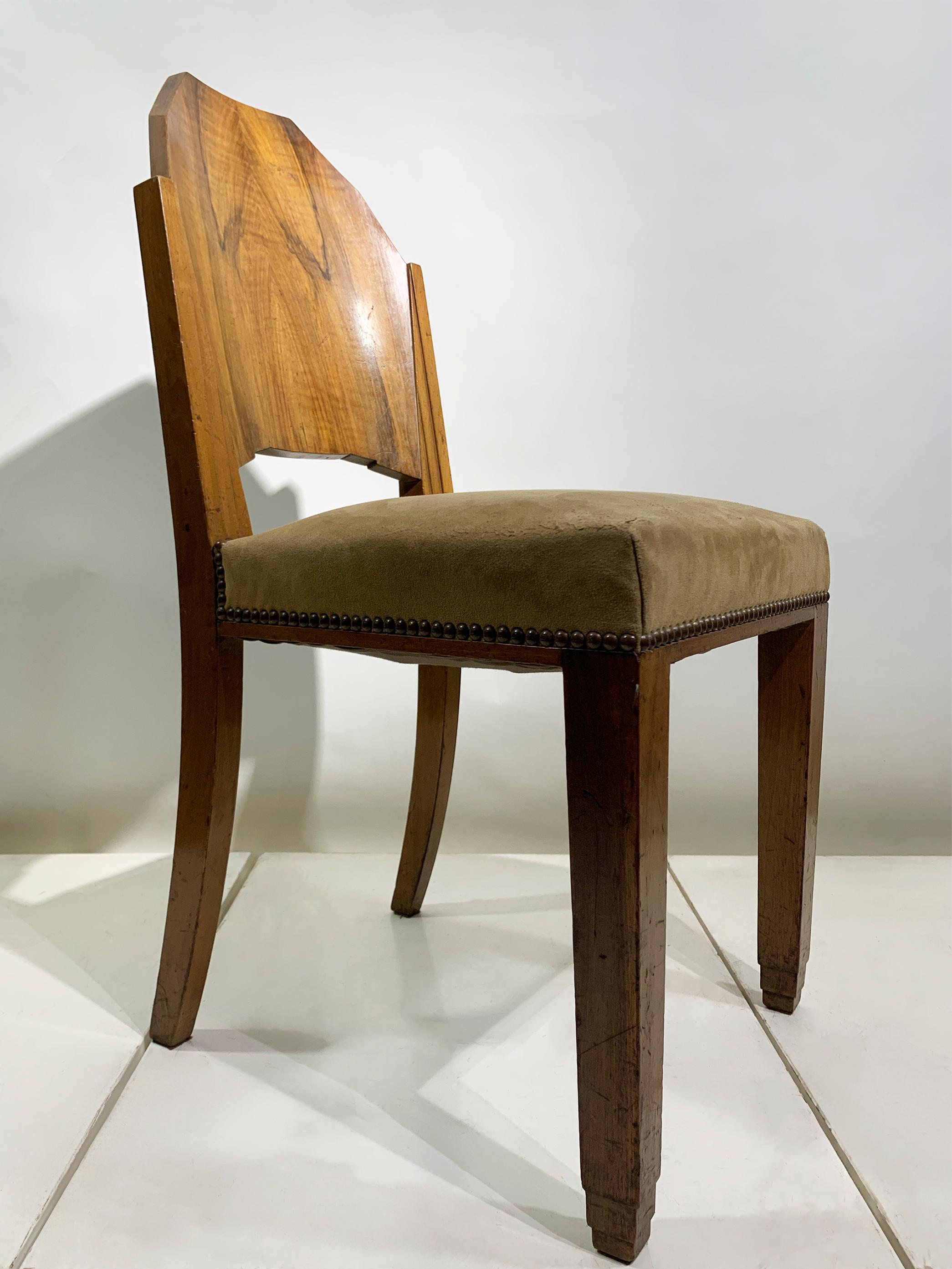 Paire de chaises d'appoint Art déco à dossier géométrique, France, vers 1930 en vente 3