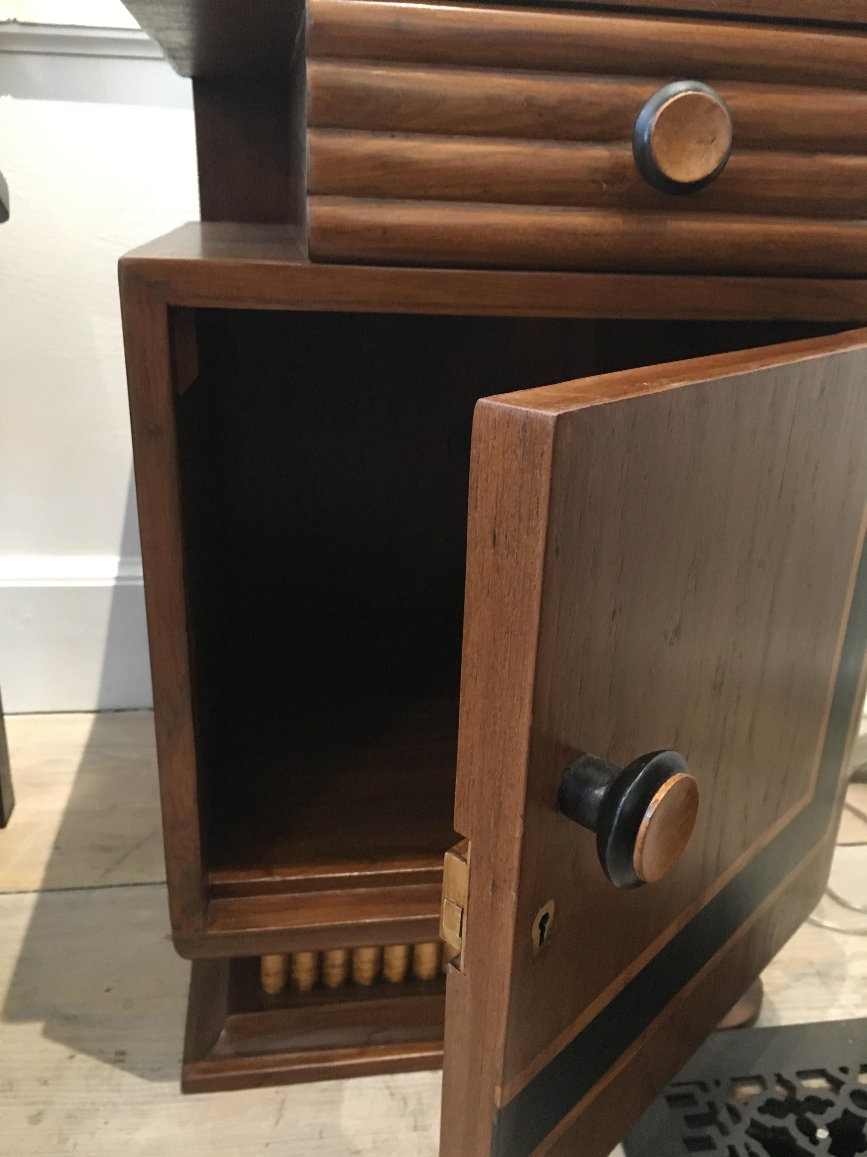 Pair of Art Deco Side Table Cabinets, Teak with Rosewood Inlay 2