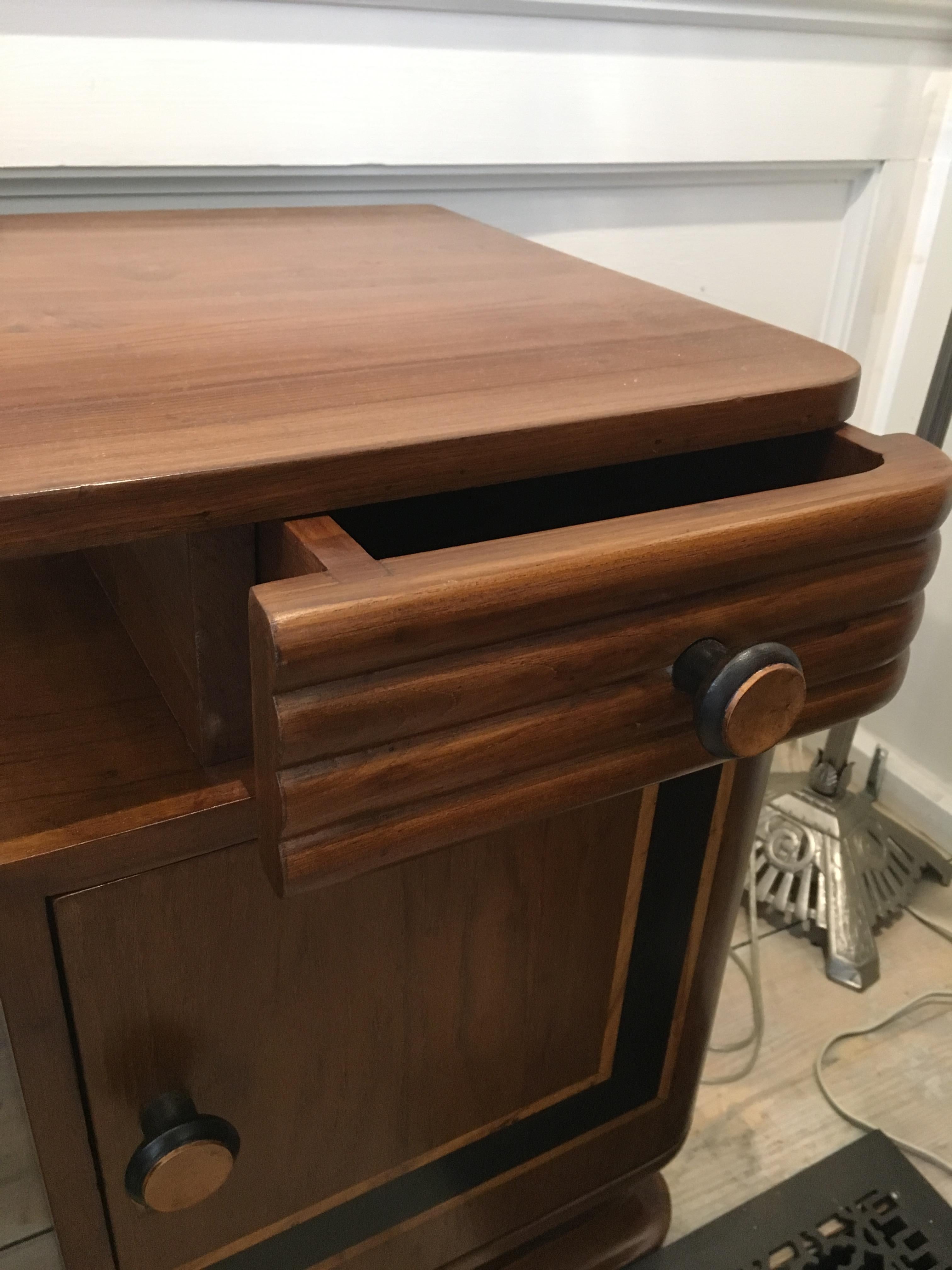 Pair of Art Deco Side Table Cabinets, Teak with Rosewood Inlay 4