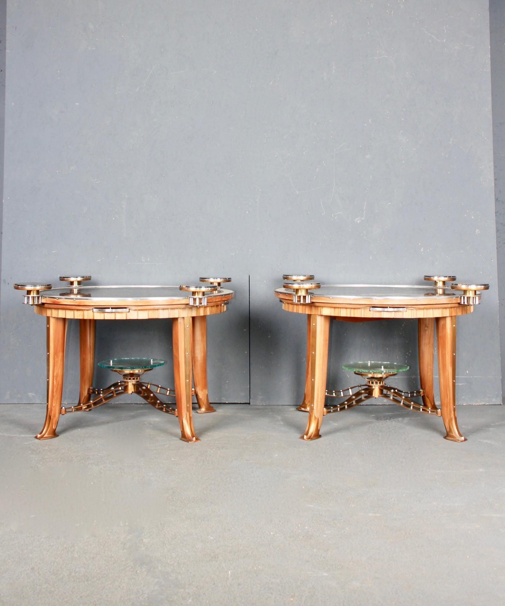 Metal Pair of Art Deco Side Table