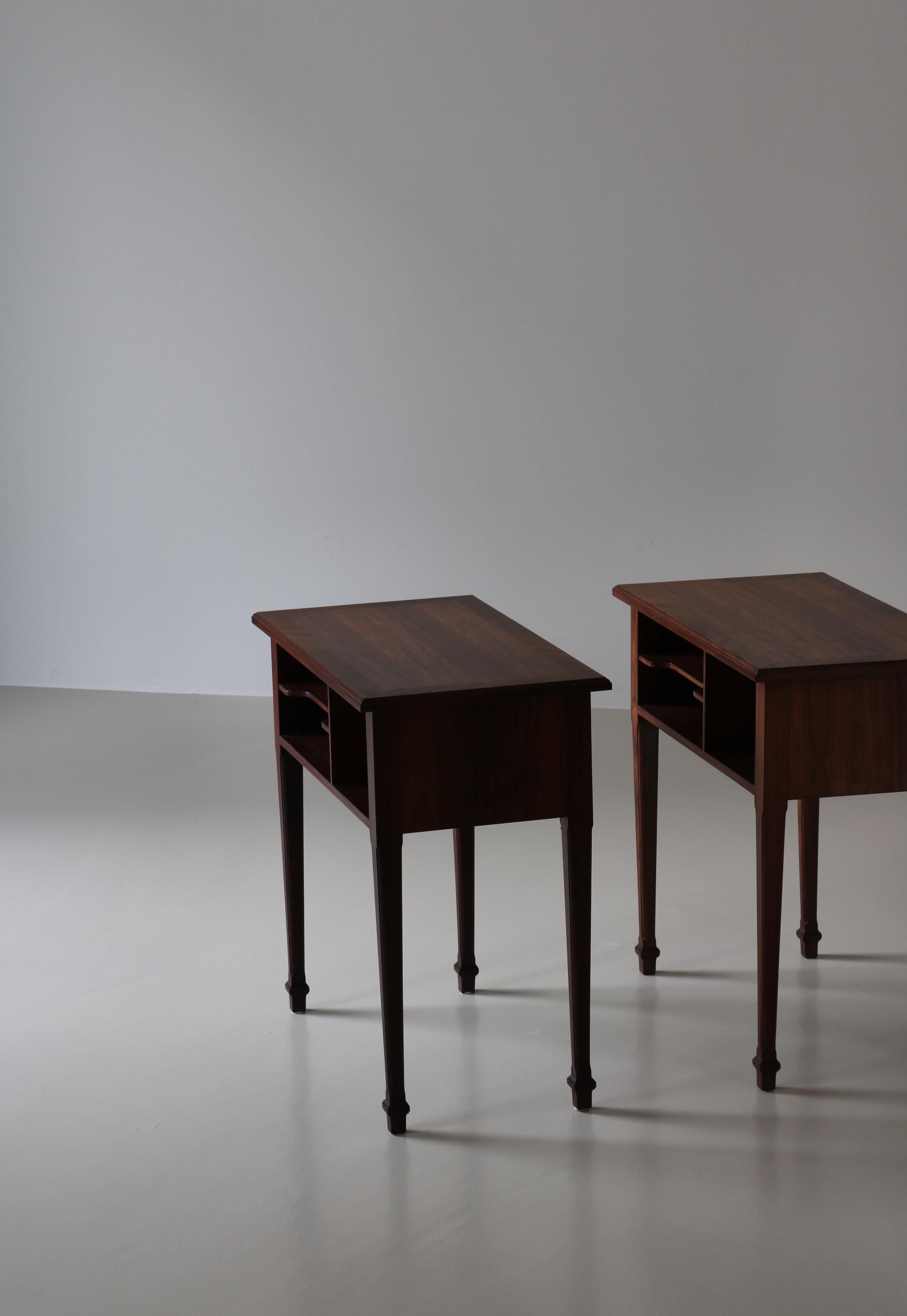 Pair of Art Deco Side Tables by Ernst Kühn in Rosewood, Denmark, 1930s In Good Condition For Sale In Odense, DK