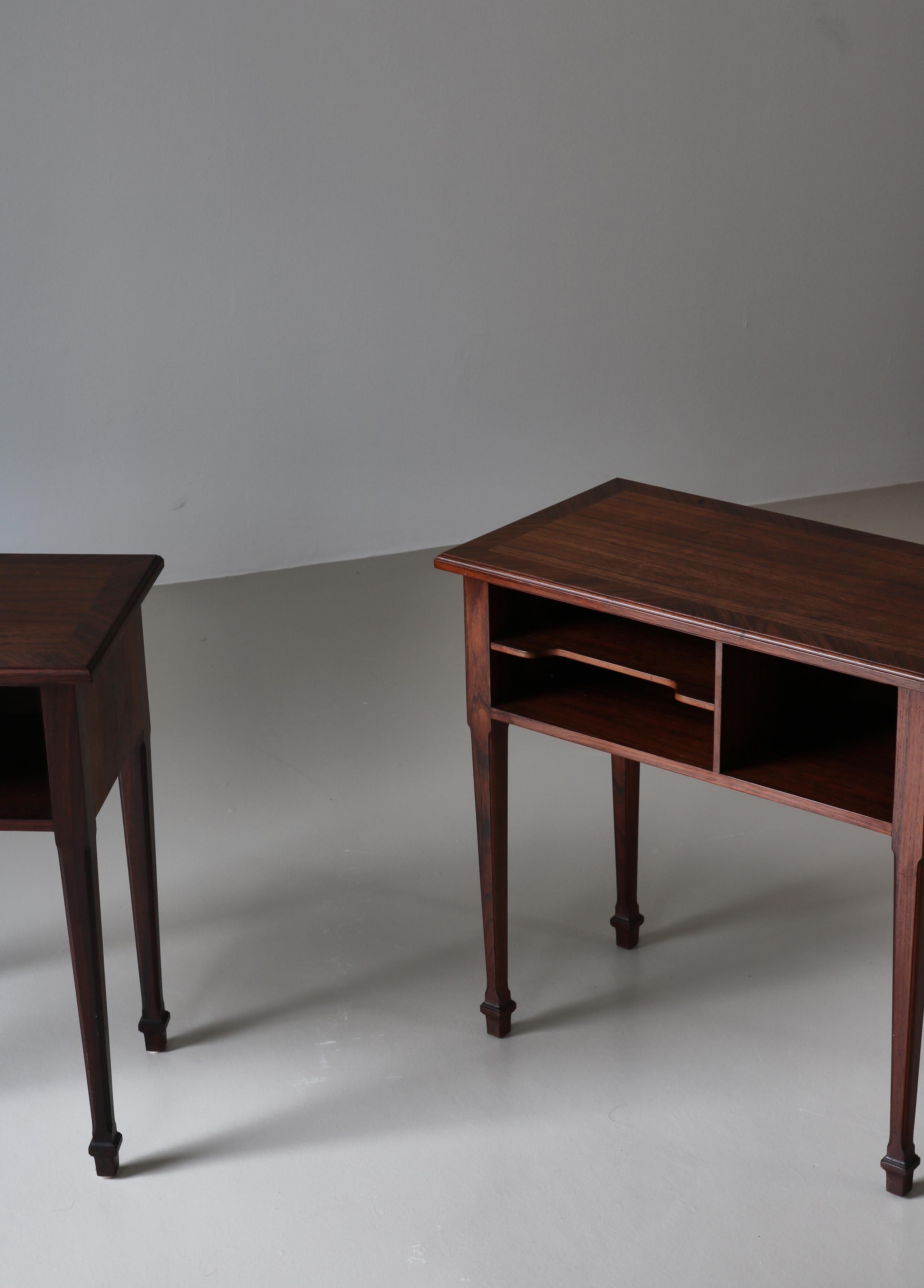 Mid-20th Century Pair of Art Deco Side Tables by Ernst Kühn in Rosewood, Denmark, 1930s For Sale