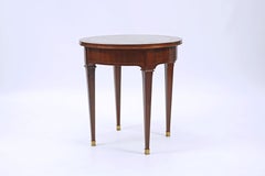 Art Deco Walnut Side Tables with Leather Tops, France, Circa 1940