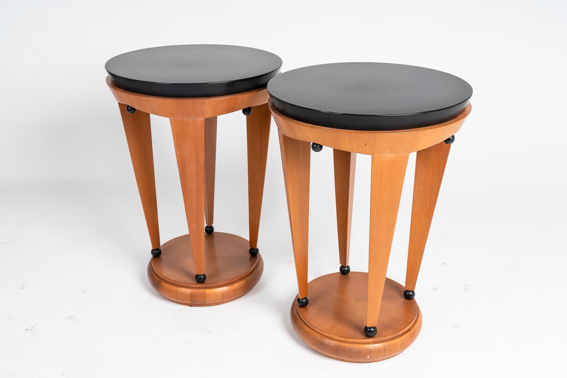Mahogany Pair of Art Deco Side Tables For Sale