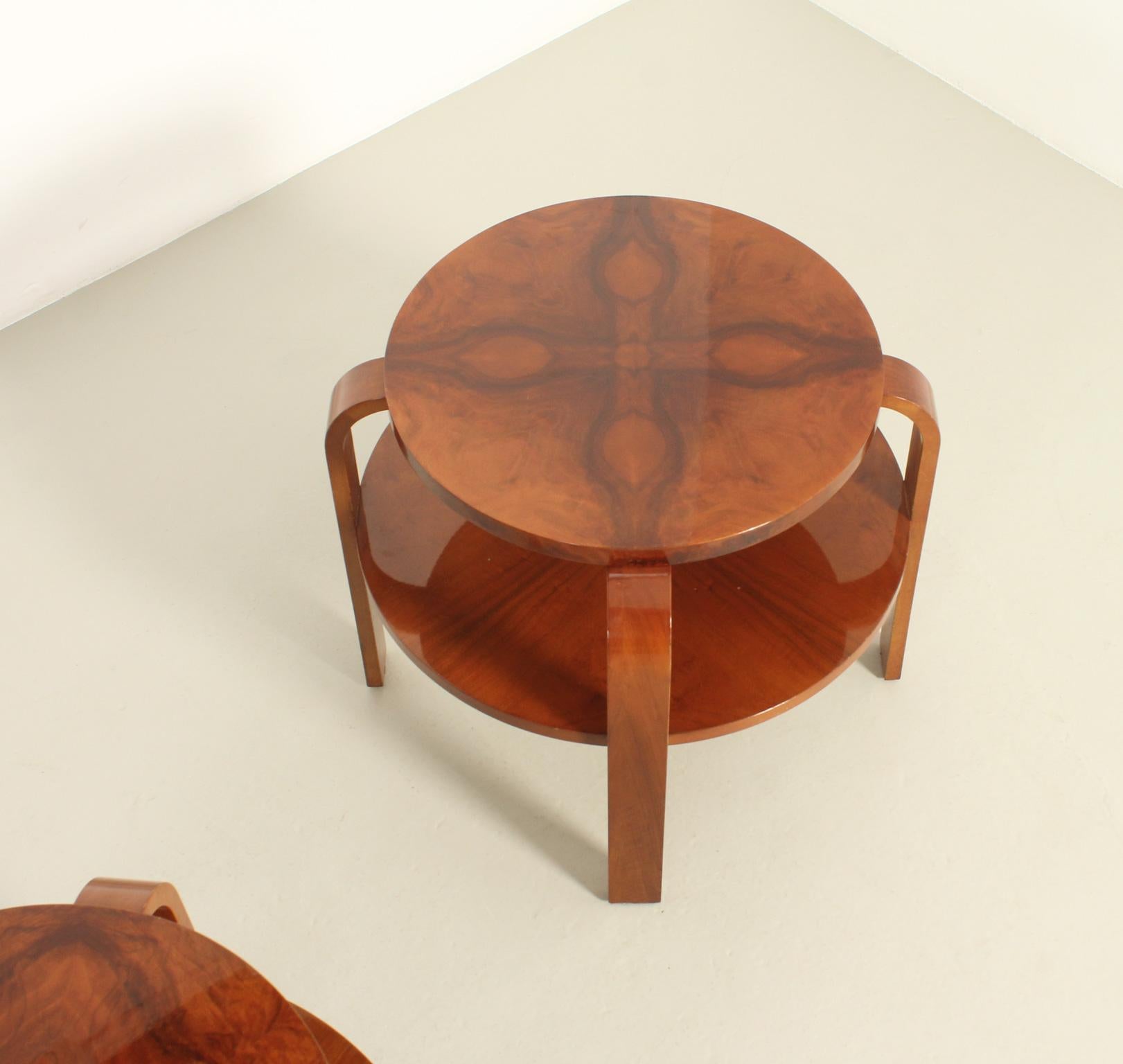 Walnut Pair of Art Deco Side Tables from 1930s, Spain
