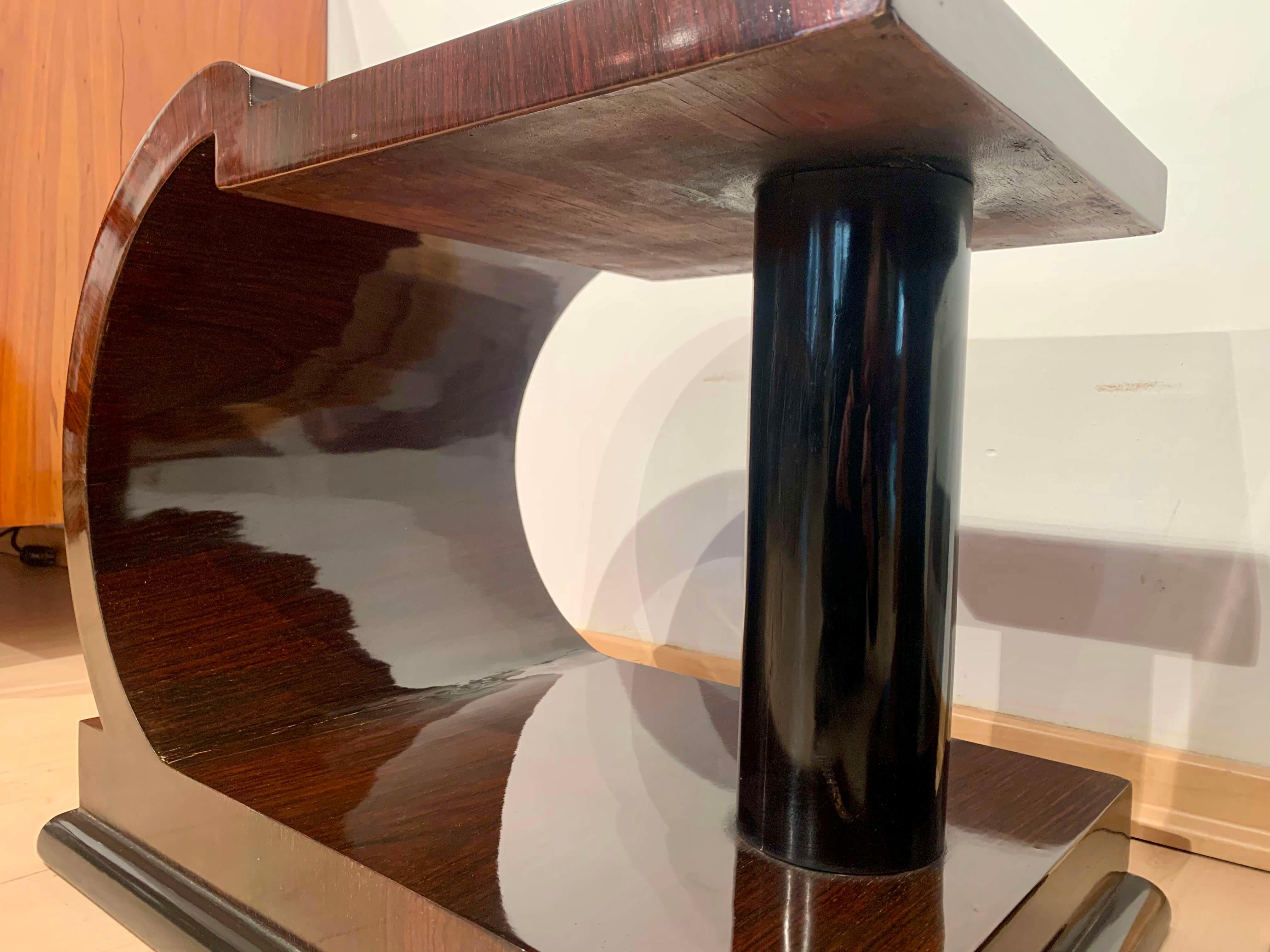 Pair of Art Deco Side Tables, Rosewood, Ebonized and Glass, France, circa 1930 11