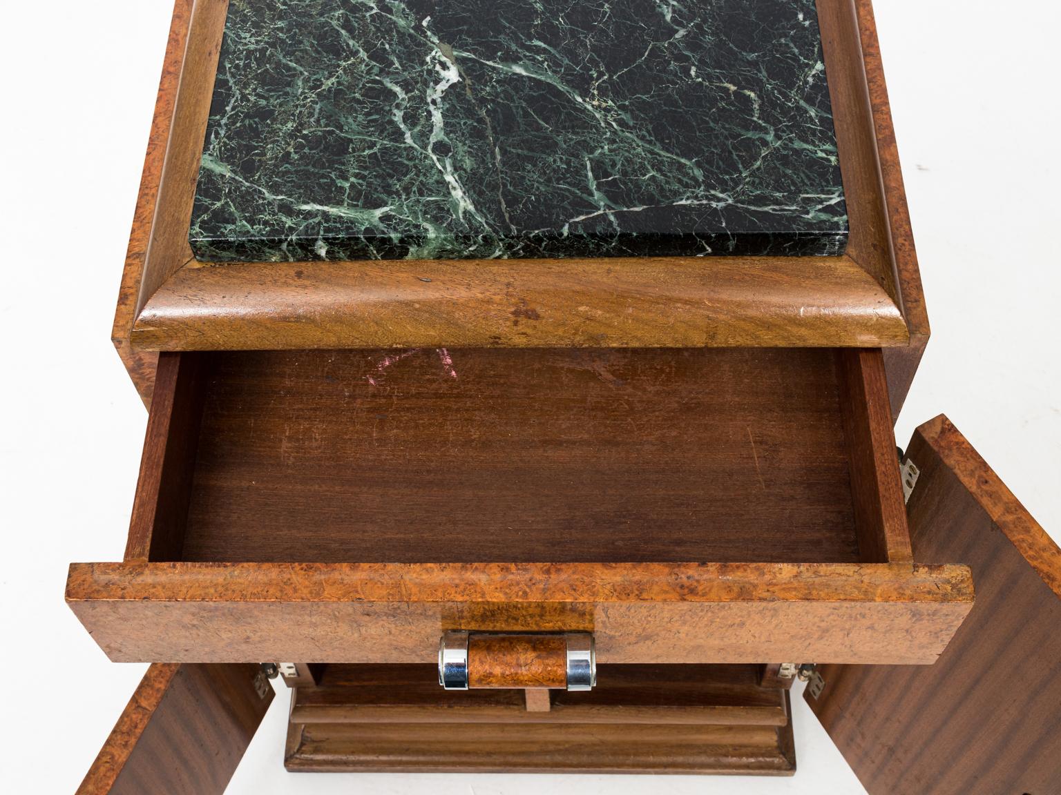 Pair of Art Deco Side Tables with Marble Tops, circa 1930s For Sale 3