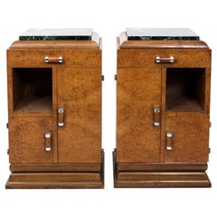 Pair of Art Deco Side Tables with Marble Tops, circa 1930s