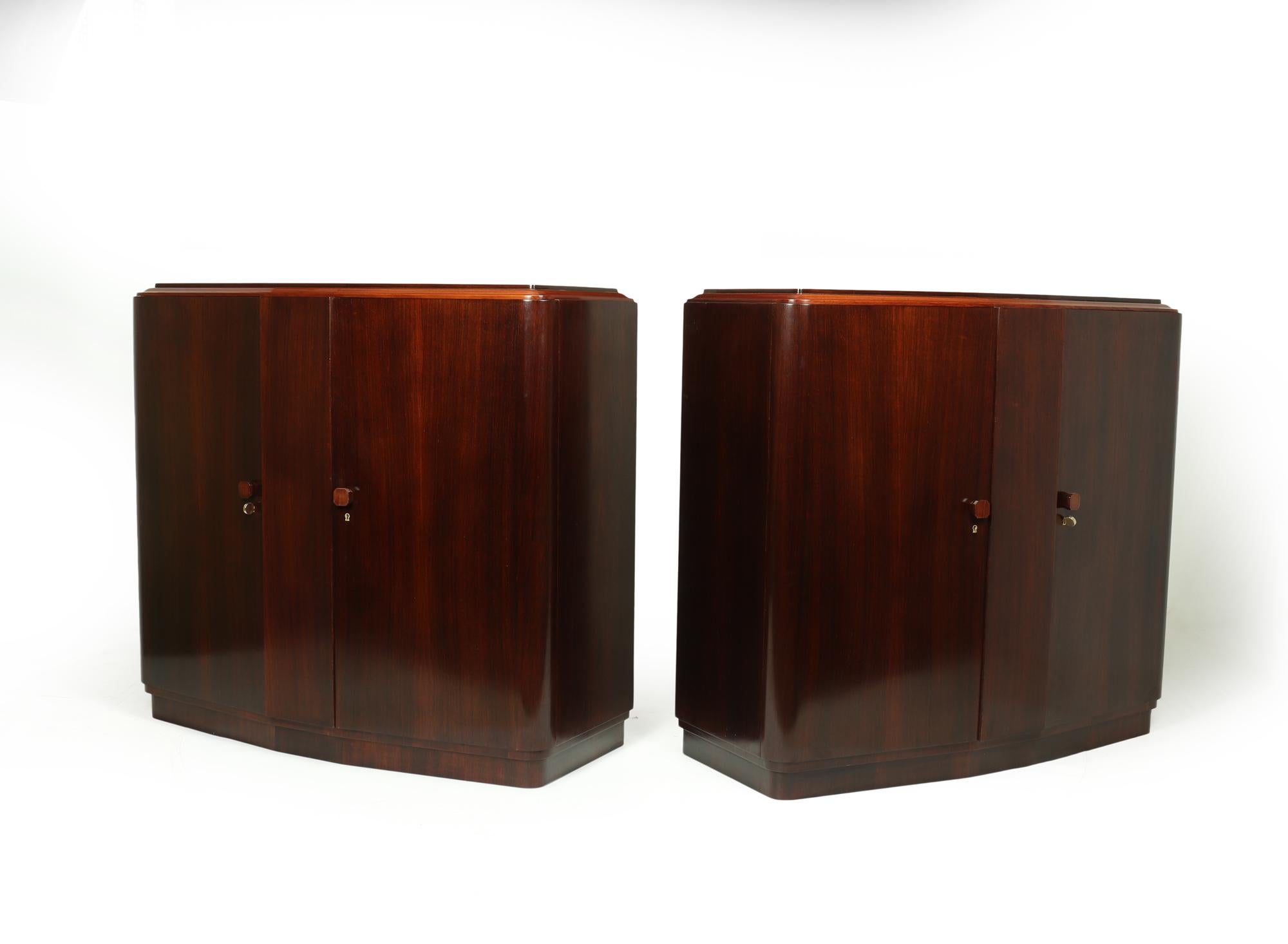 French Pair of Art Deco Sideboards in Rosewood