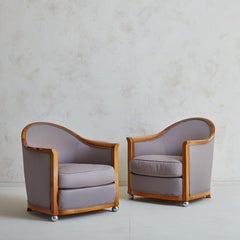 Pair of Art Deco Silk Armchairs by Jules Leleu for La Mamounia Hotel