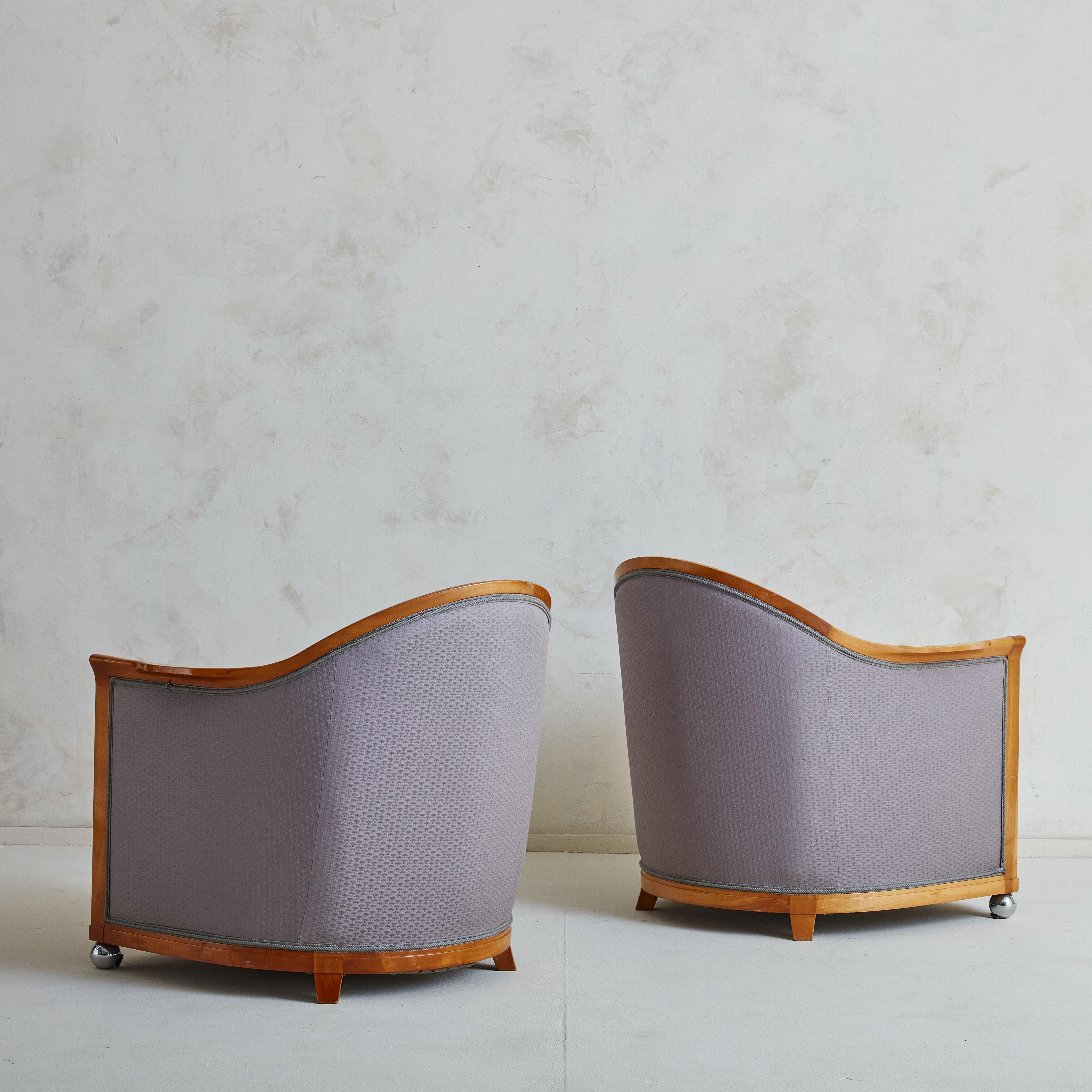 French Pair of Art Deco Silk Armchairs by Jules Leleu for La Mamounia Hotel For Sale