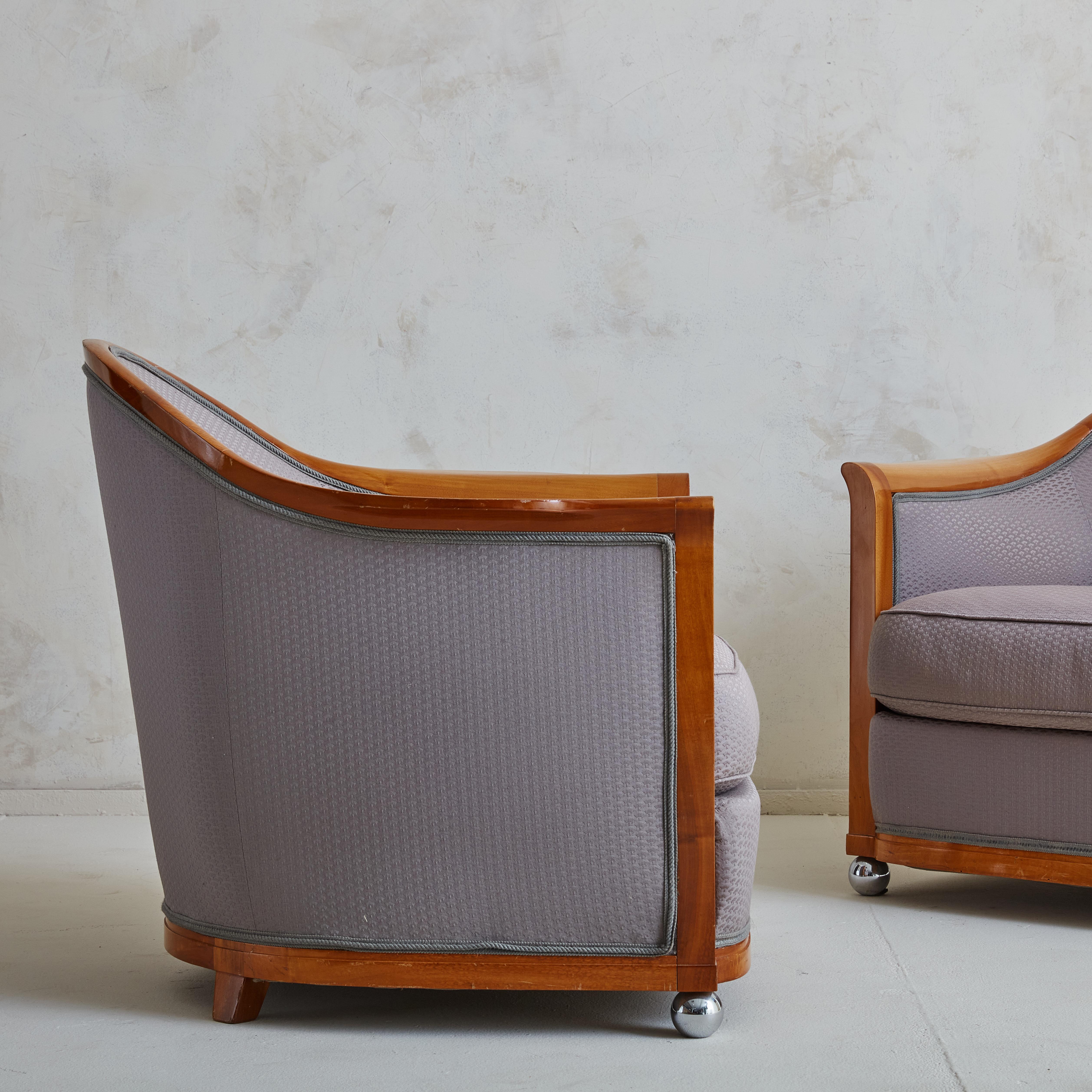 Pair of Art Deco Silk Armchairs by Jules Leleu for La Mamounia Hotel In Good Condition In Chicago, IL
