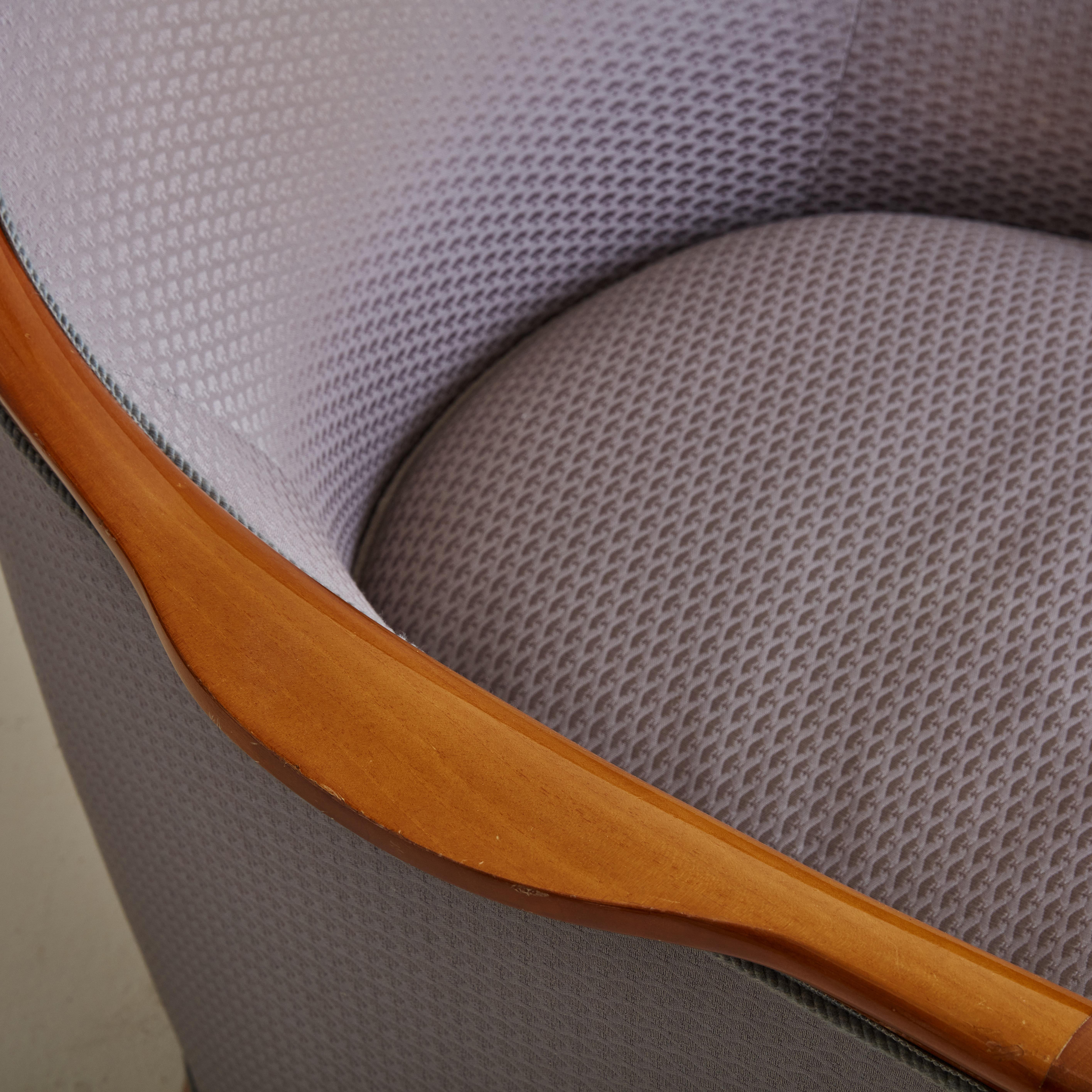 Late 20th Century Pair of Art Deco Silk Armchairs by Jules Leleu for La Mamounia Hotel