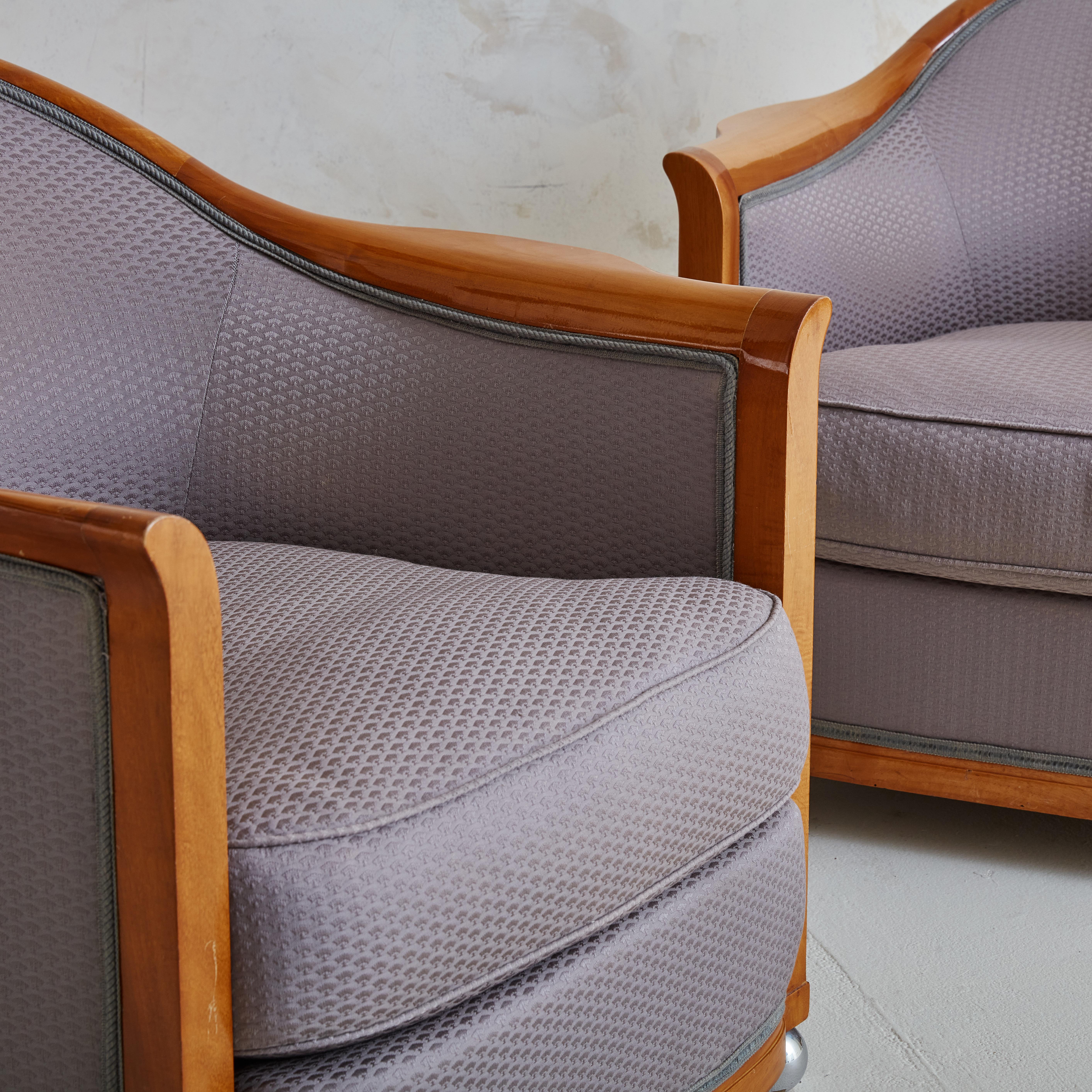Ein Paar Art-Déco-Sessel aus Seide von Jules Leleu für La Mamounia Hotel im Angebot 1
