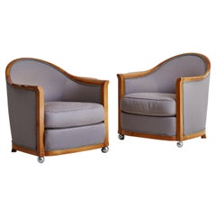 Pair of Art Deco Silk Armchairs by Jules Leleu for La Mamounia Hotel