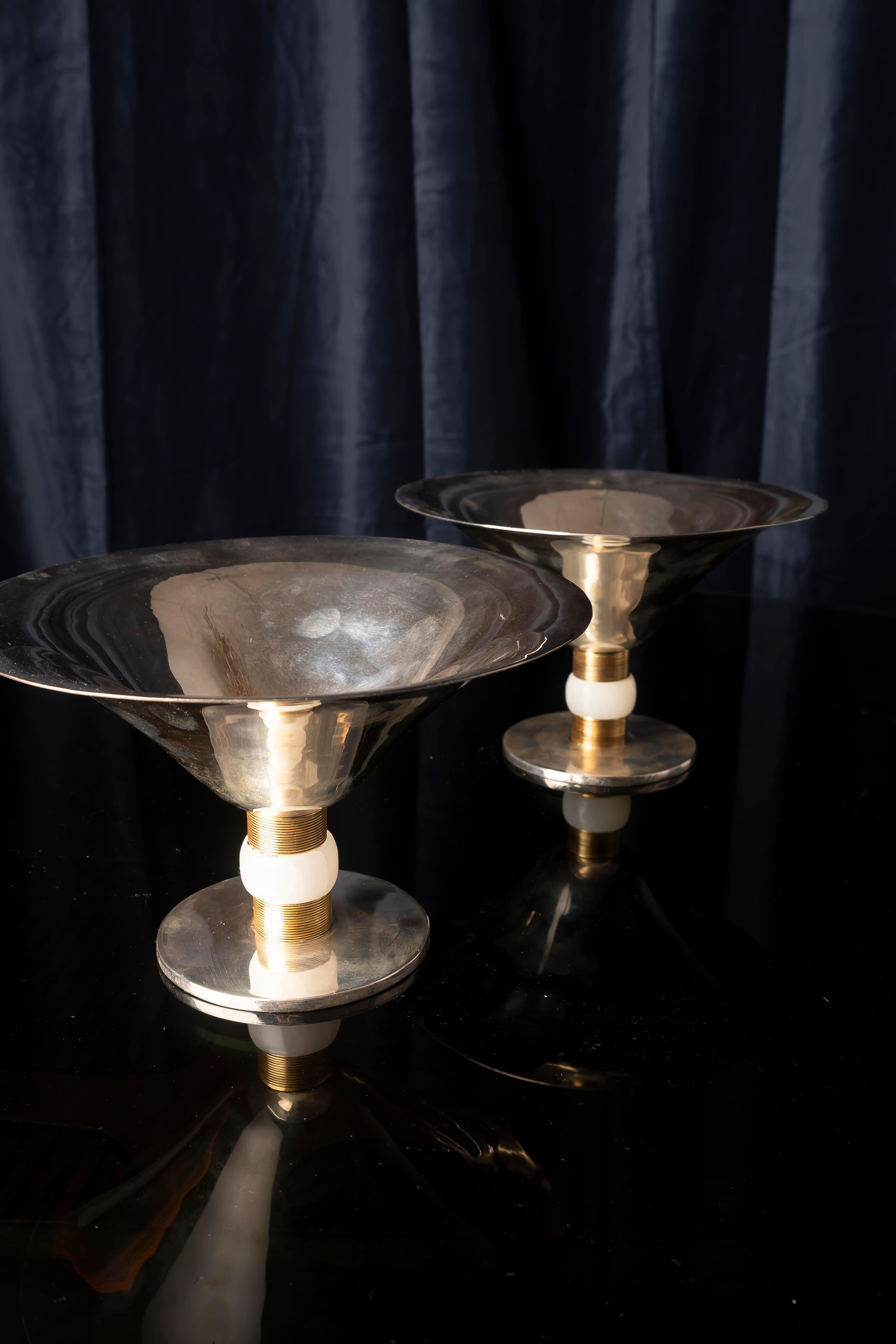 XX secolo Coppia di centrotavola in argento Art Deco di Jean E. Puiforcat, Francia in vendita