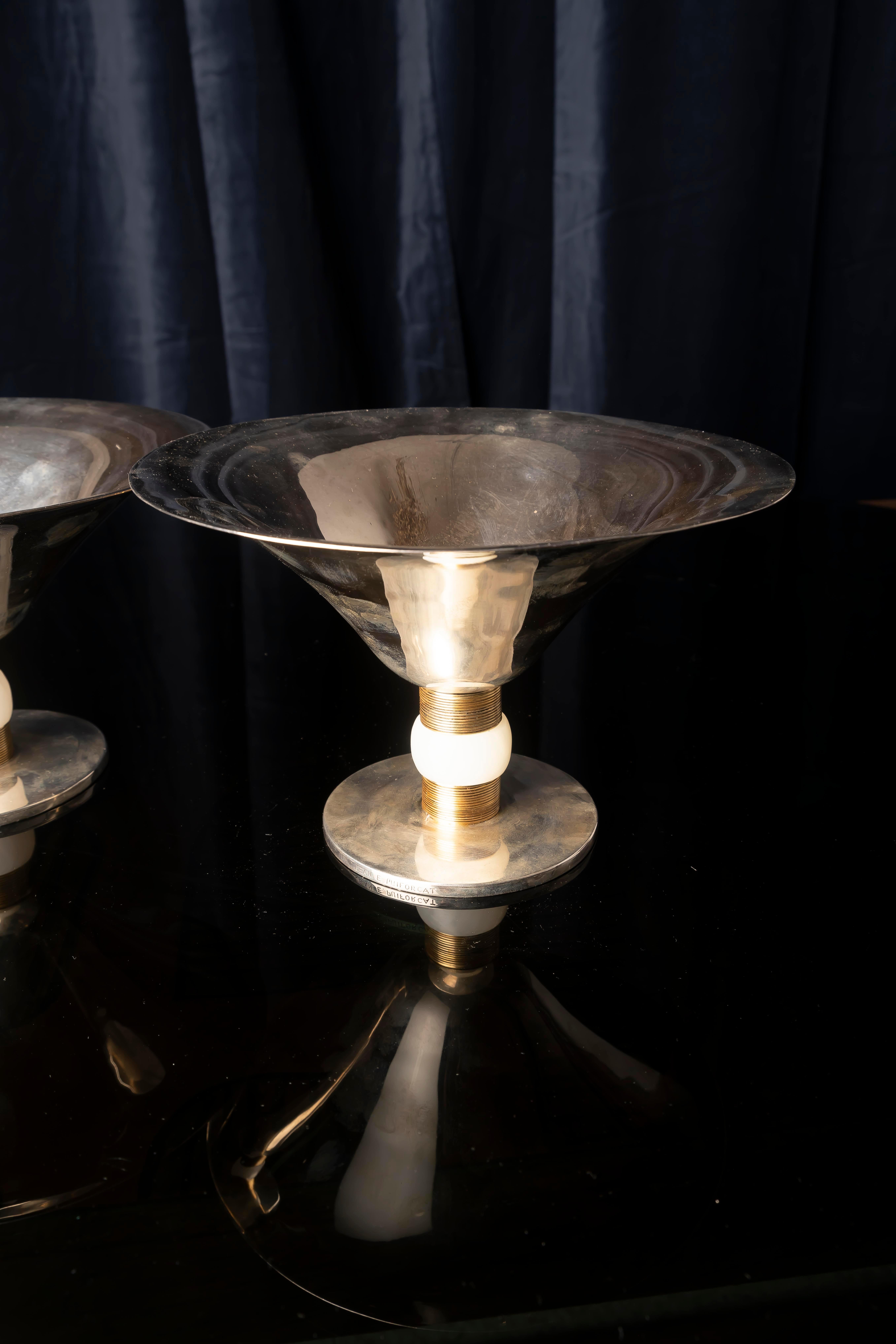 Argento Coppia di centrotavola in argento Art Deco di Jean E. Puiforcat, Francia in vendita