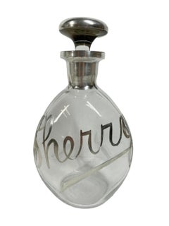 Pair of Art Deco Silver Overlay Pinch Decanters "PORT" & "SHERRY"