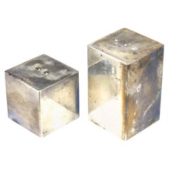Paire de salières et de poivrières en métal argenté Art Déco