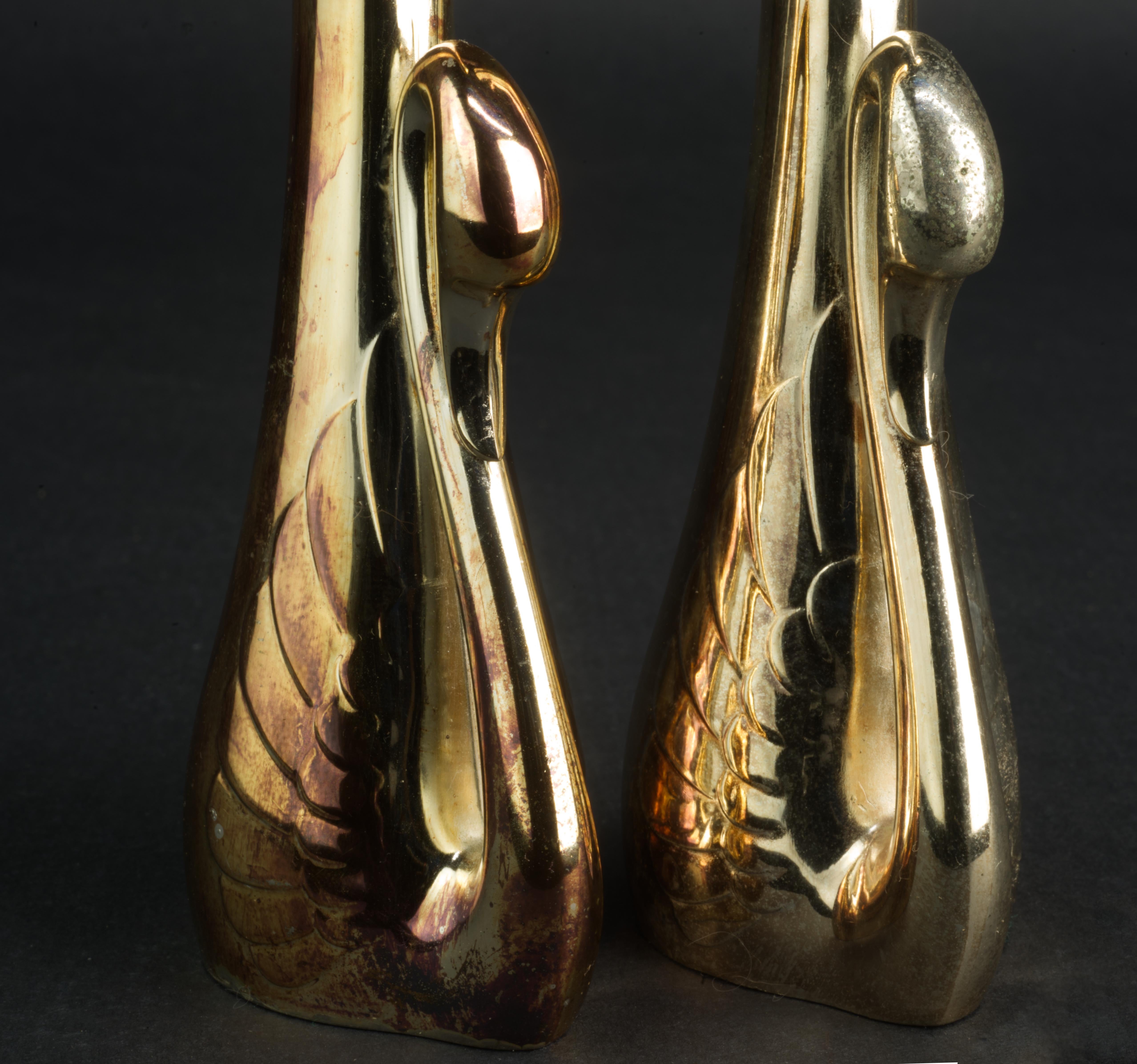 Art Déco Coppia di vasi a bocciolo di cigno in argento Art Deco in vendita