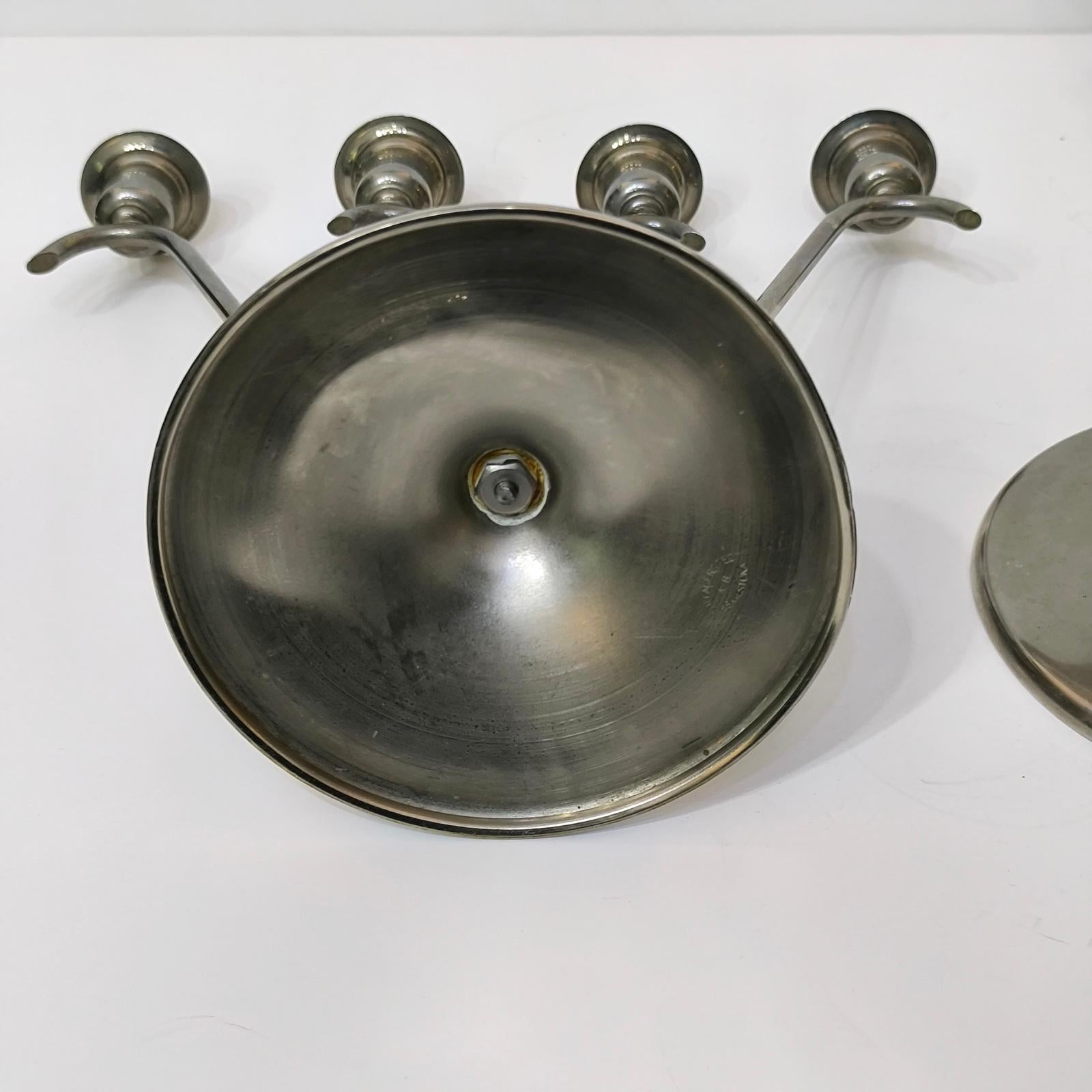 Coppia di candelabri in legno e placcati in argento Art Deco a quattro luci, circa 1930 in vendita 1