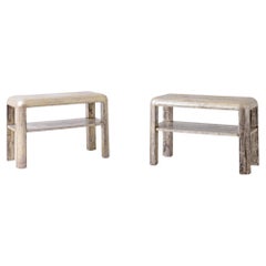 Paire de tables en bois argenté Art Decò