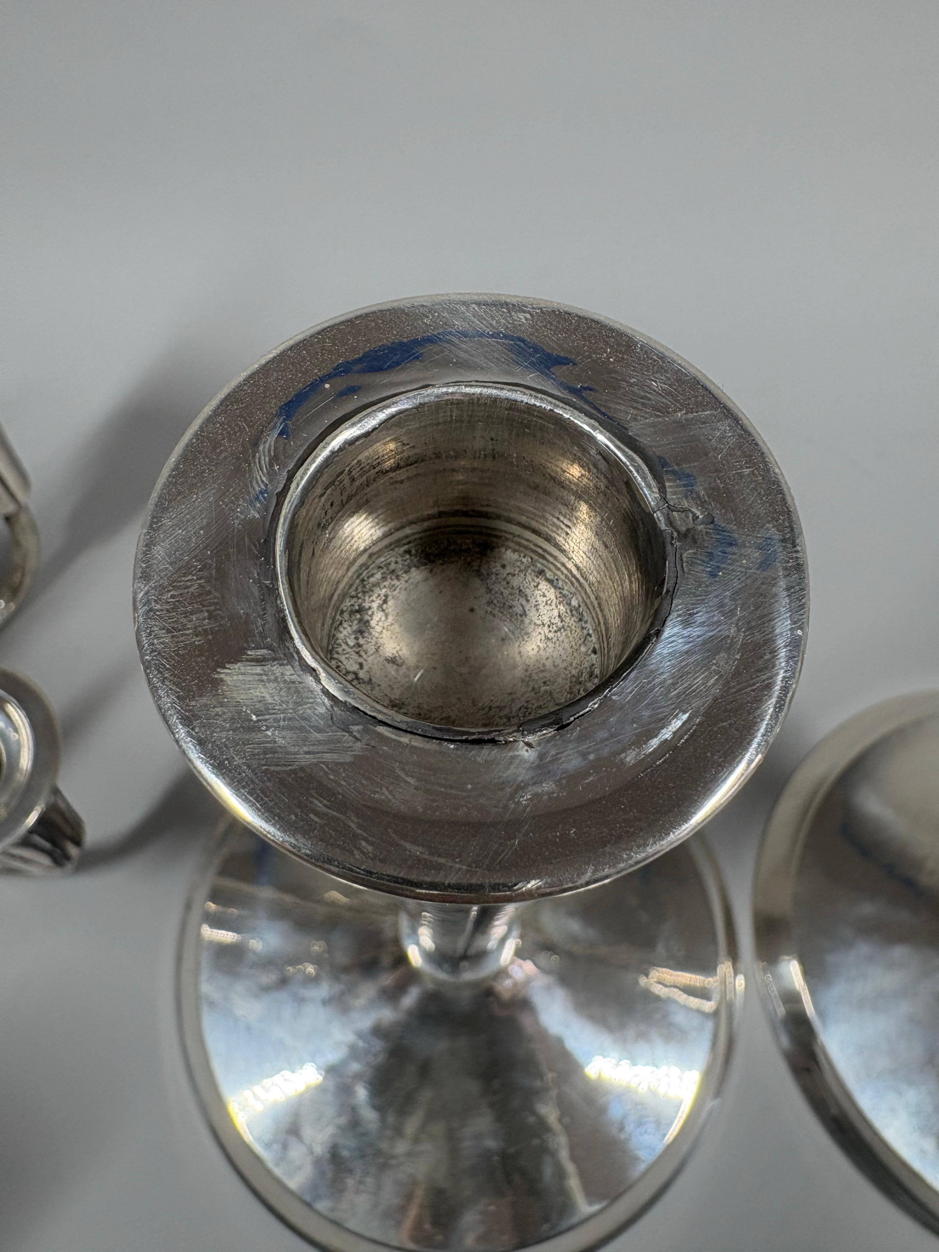 Pair of Art Deco silver six-light candelabra by Wilkens & Söhne circa 1930 in vendita 7