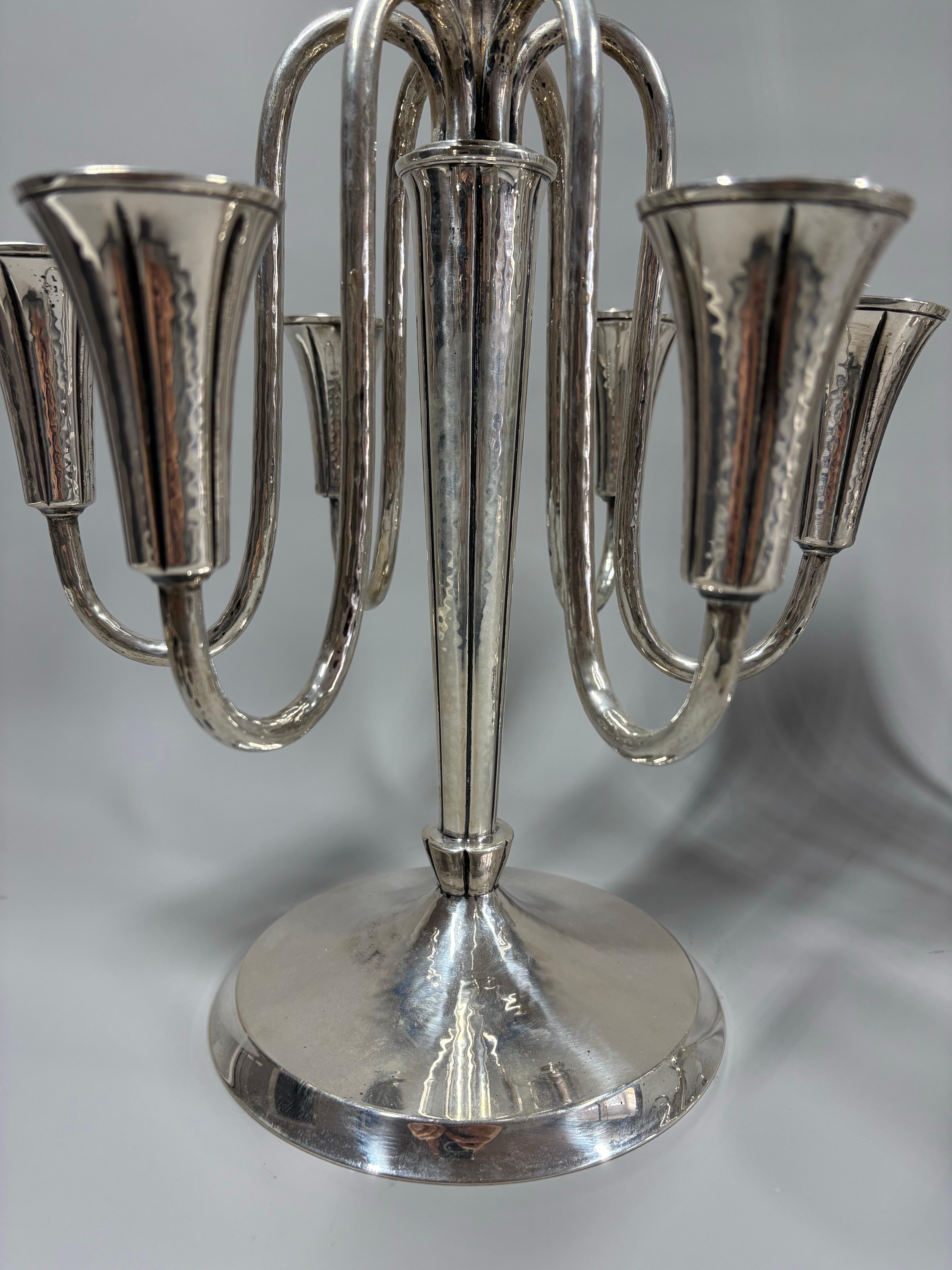 Pair of Art Deco silver six-light candelabra by Wilkens & Söhne circa 1930 in vendita 1