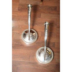 Art Deco Pair of Antelope Horn Wall Sconces in Silvered Bronze, 1940