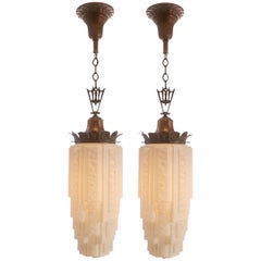 Pair of Art Deco Skyscraper Pendents