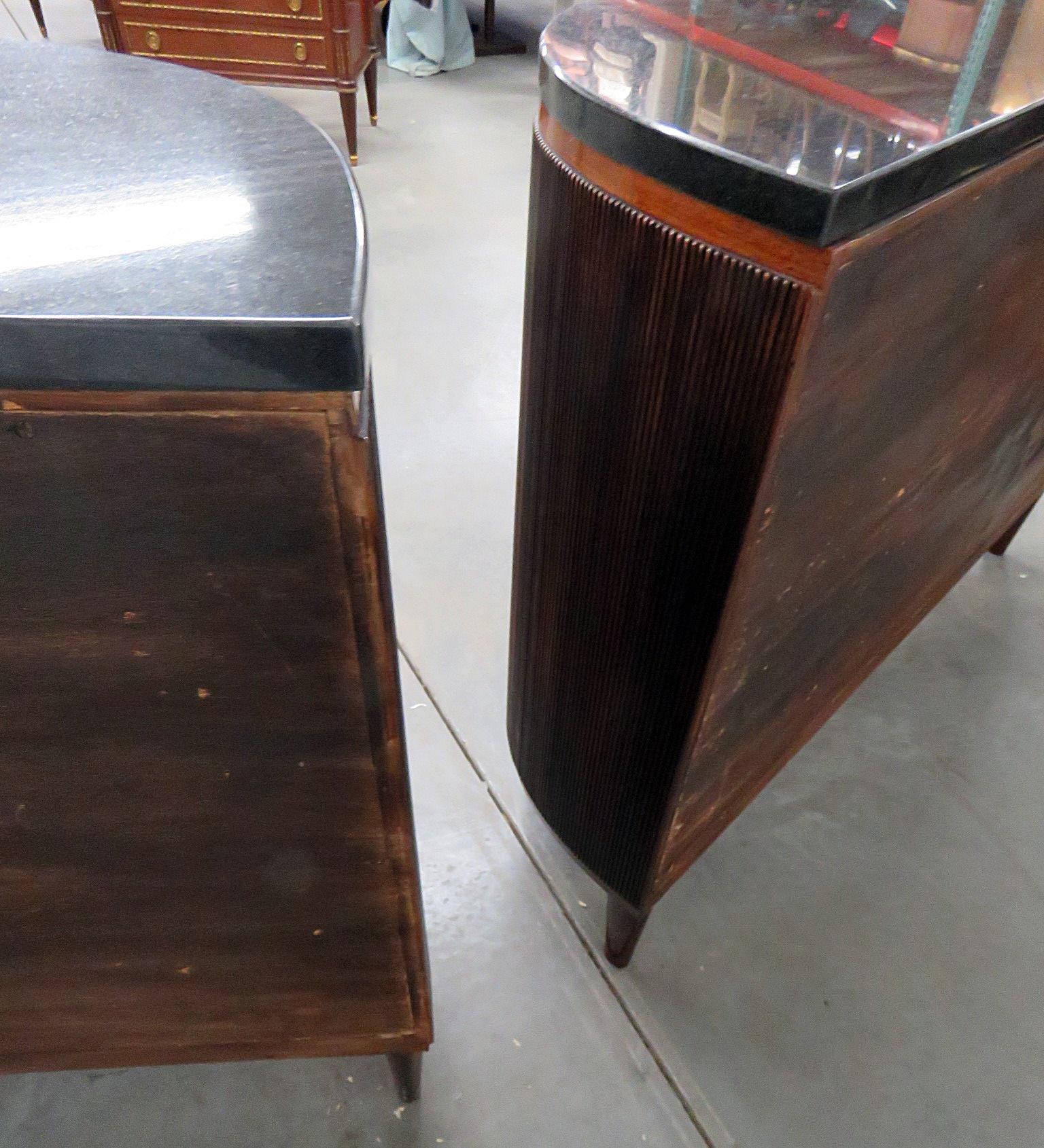 Pair of Art Deco Marble Top Demilune Commodes Servers Buffets Sideboards 5