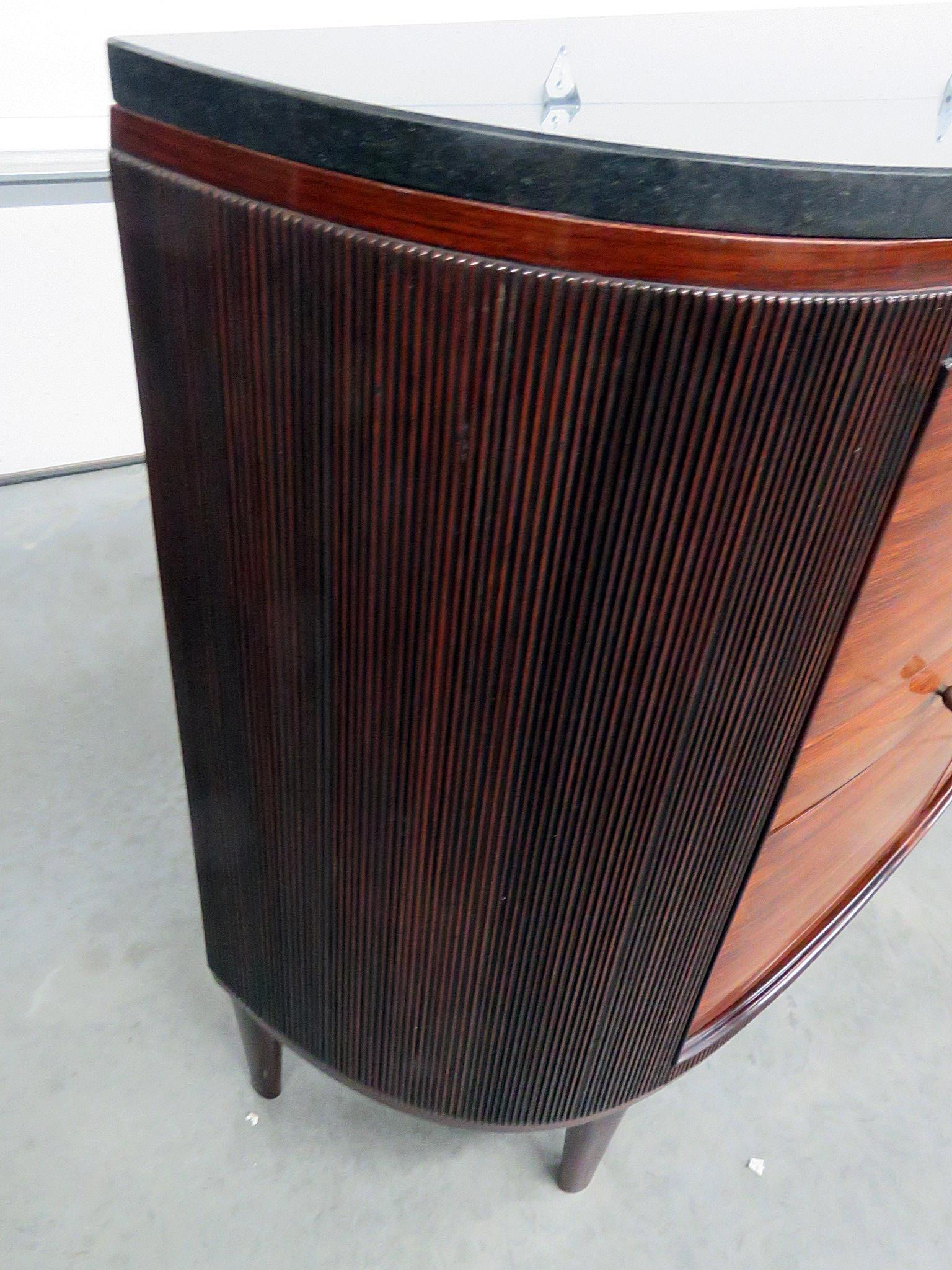 Pair of Art Deco Marble Top Demilune Commodes Servers Buffets Sideboards 3