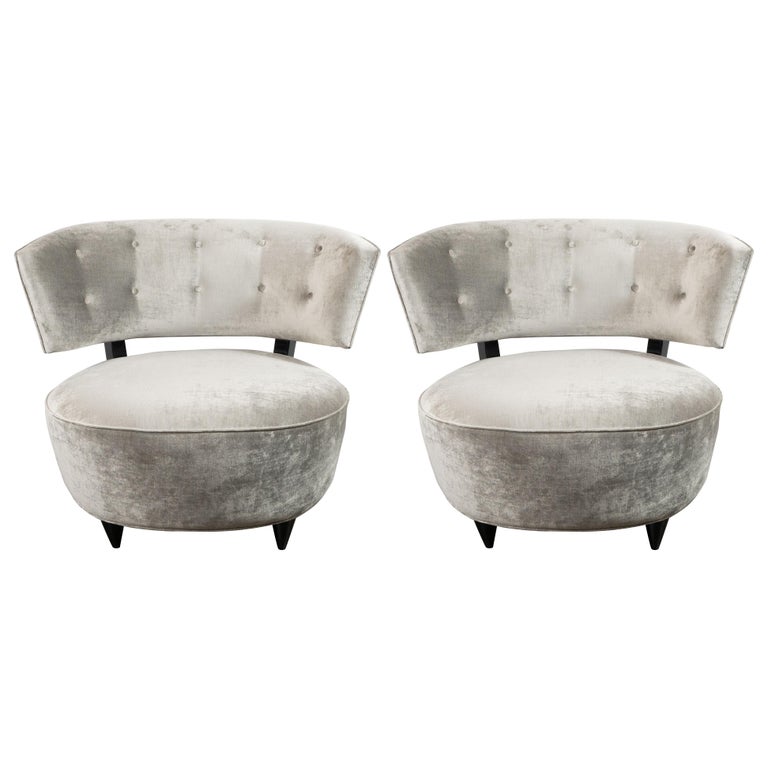 Gilbert Rohde pair of Art Deco slipper chairs, ca. 1940, offered by High Style Deco