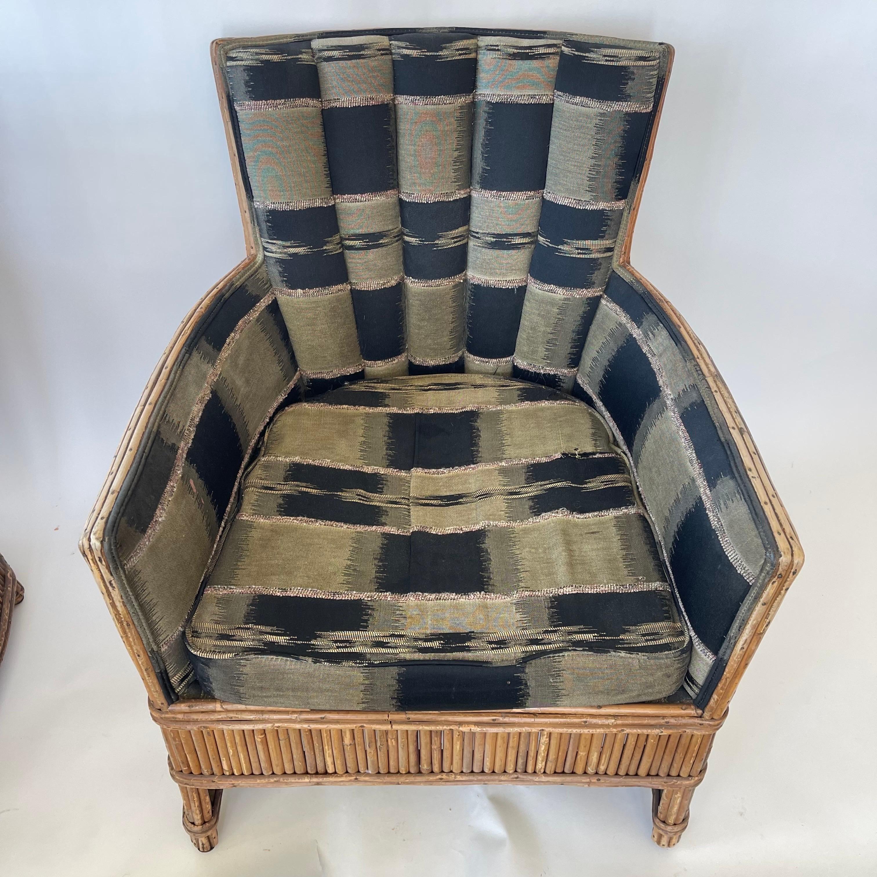 Paire de fauteuils Art Deco en rotin fendu, USA, Circa 1940s en vente 9