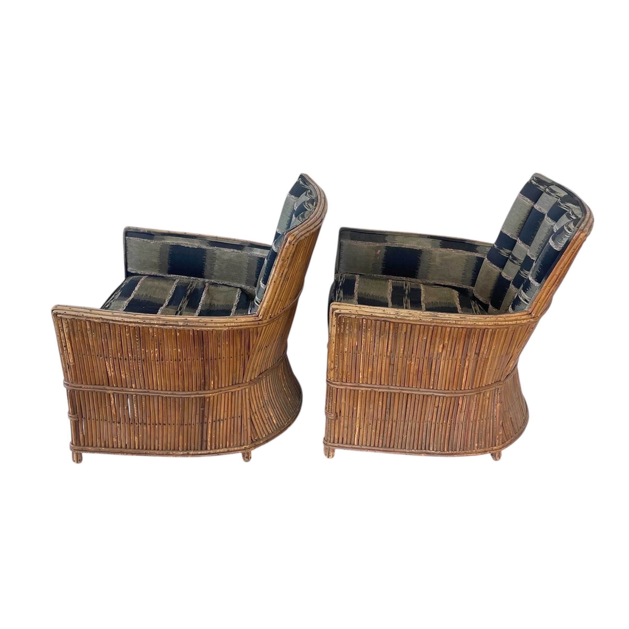 Américain Paire de fauteuils Art Deco en rotin fendu, USA, Circa 1940s en vente