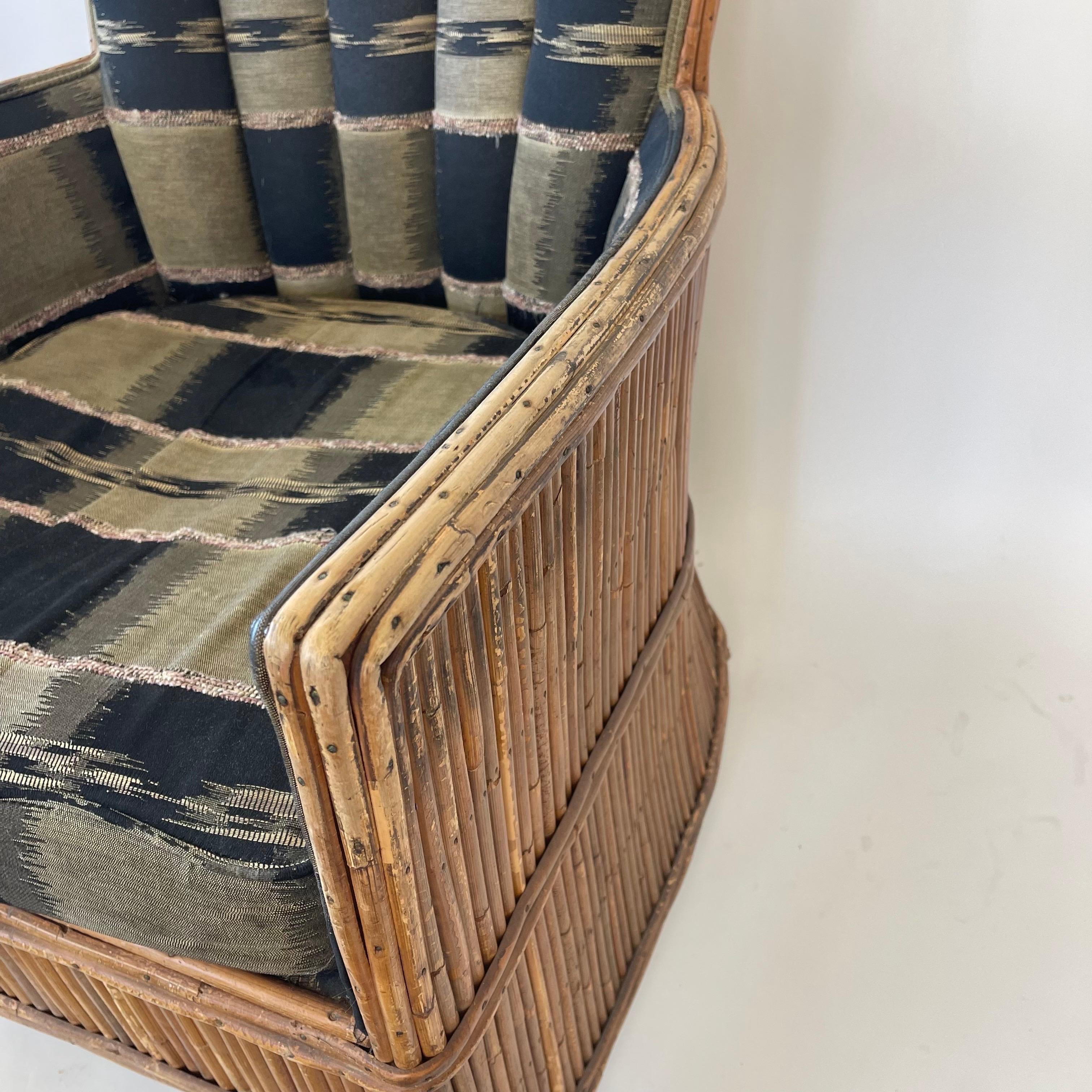 Paire de fauteuils Art Deco en rotin fendu, USA, Circa 1940s en vente 1